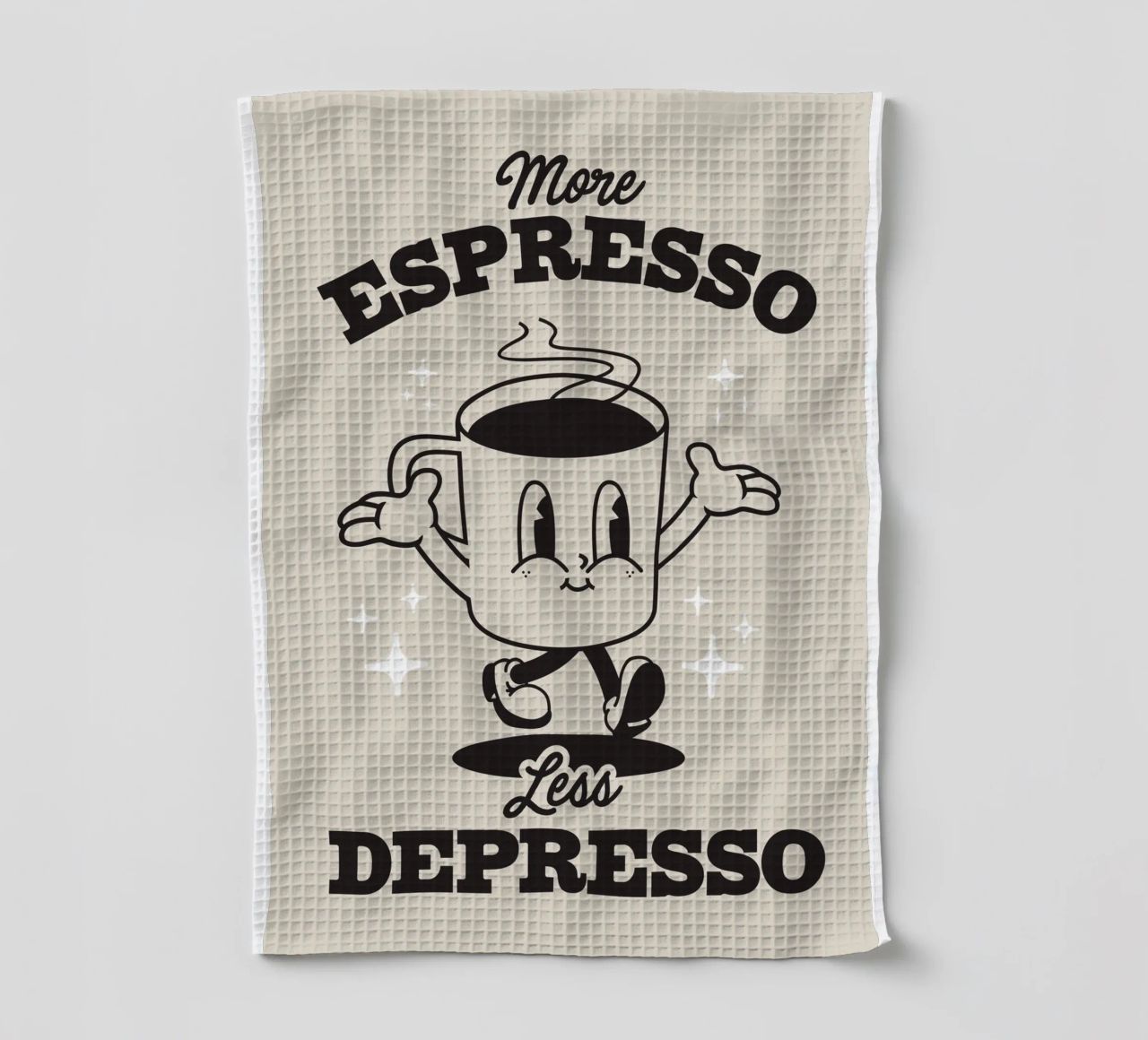 More Espresso Less Depresso canovaccio da cucina da Lolly & Roobs