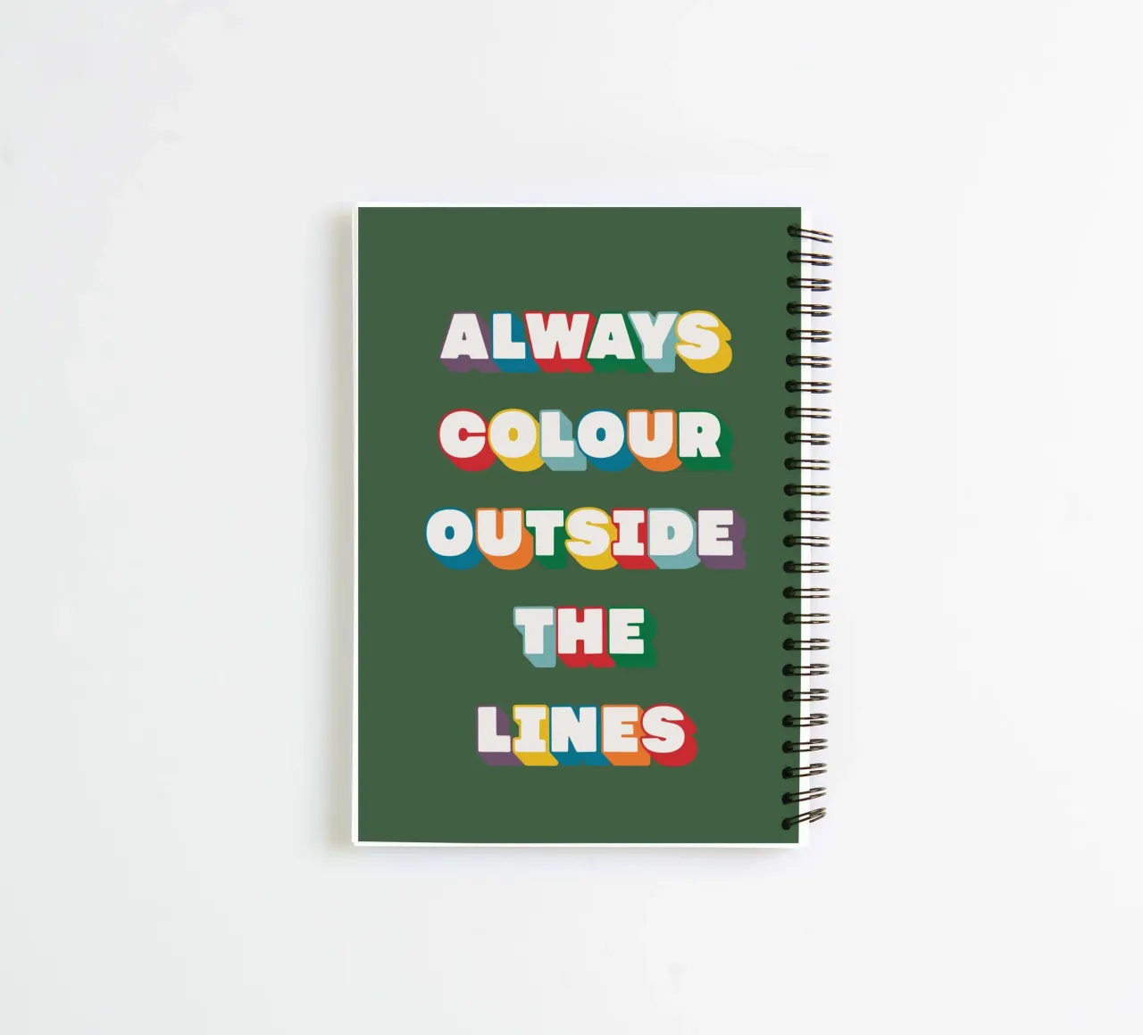 Always Colour Outside The Lines spiral notebook by Lolly & Roobs