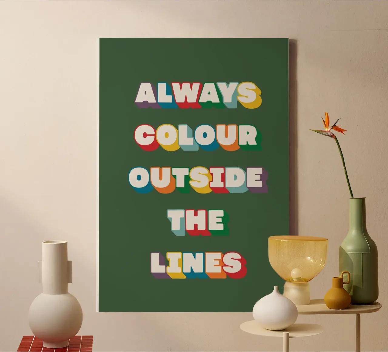 Always Colour Outside The Lines tela da Lolly & Roobs