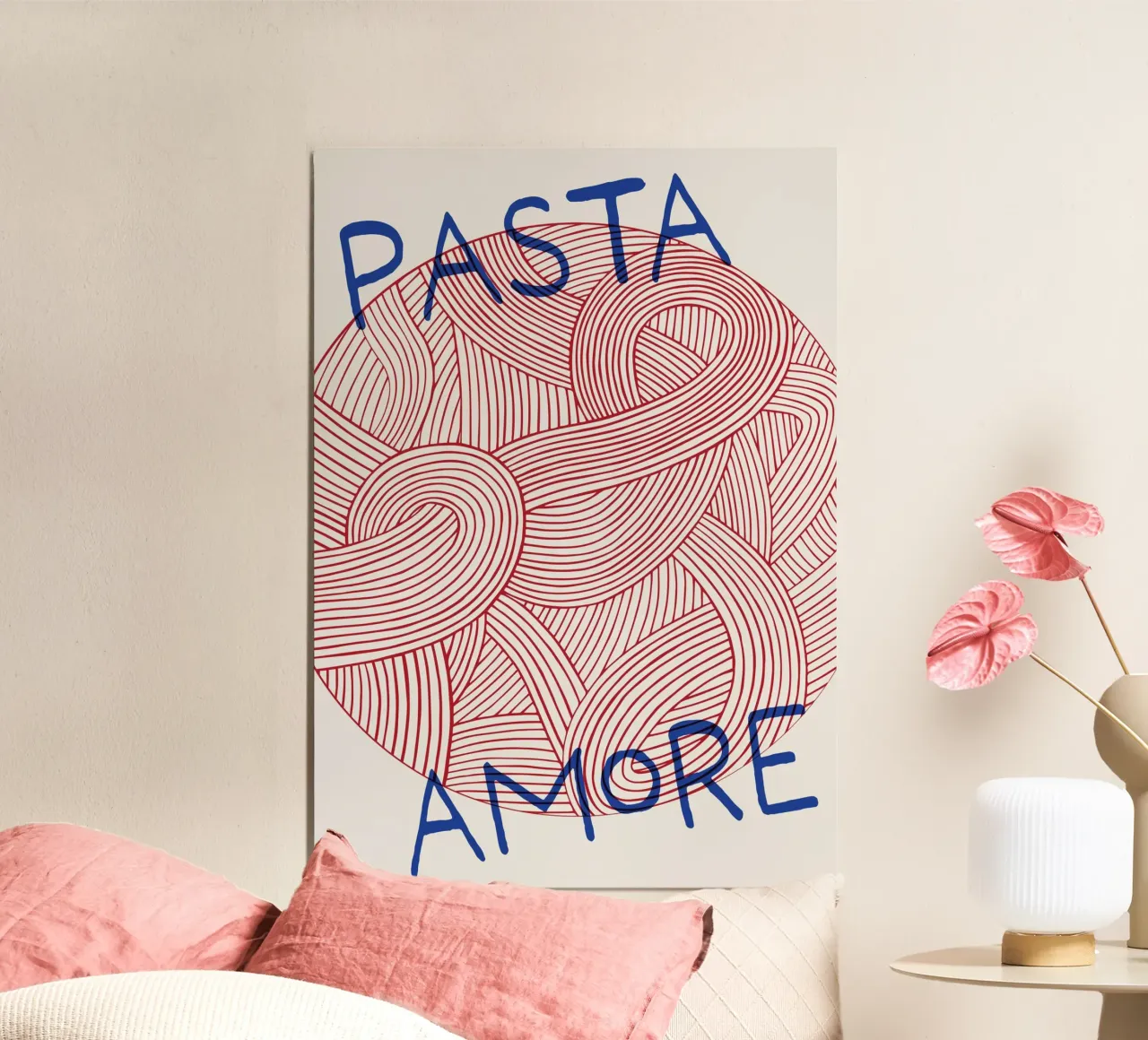 Pasta Amore poster con telaio in plastica da Lolly & Roobs