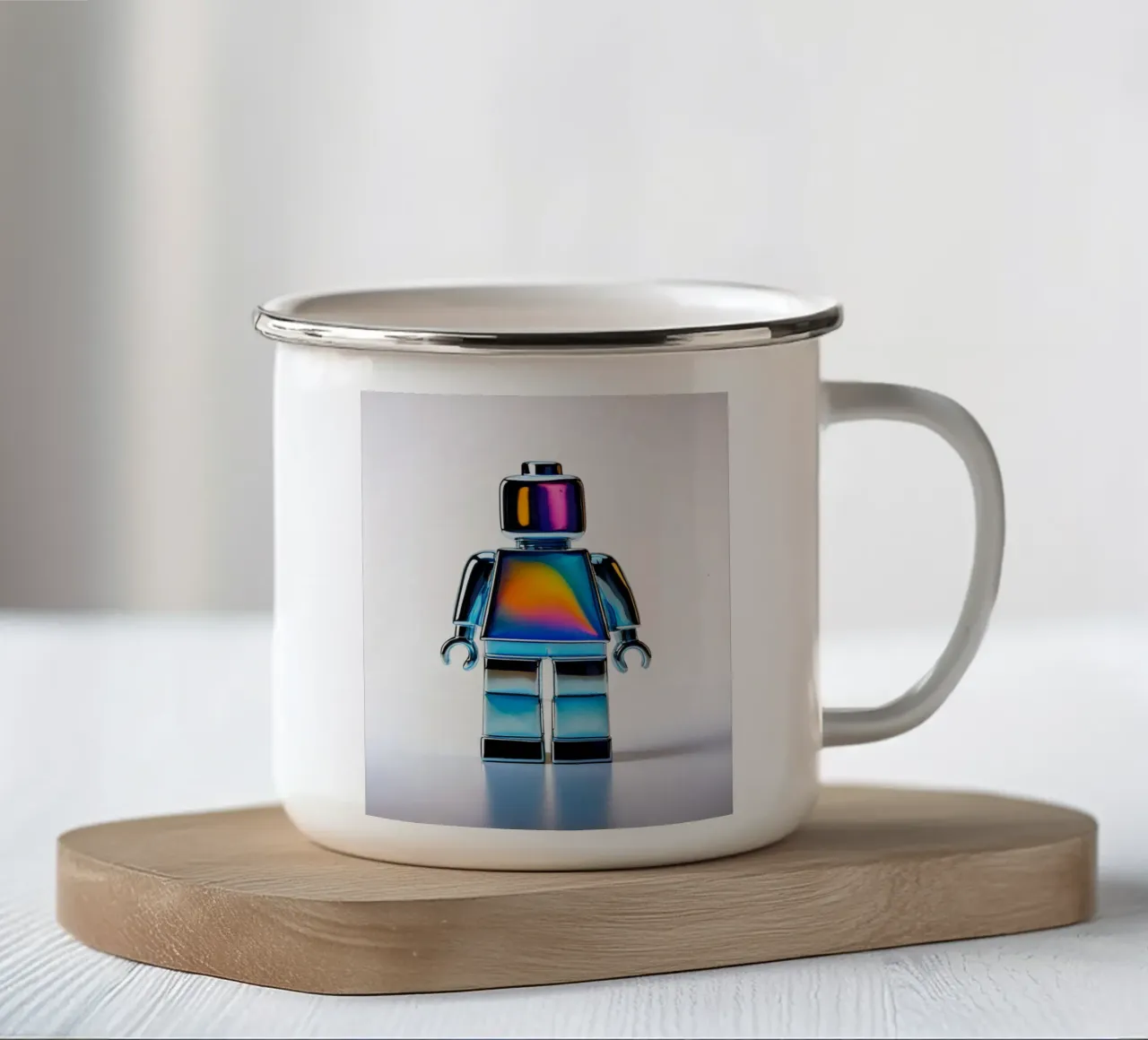Figura cromata ispirata all'uomo Lego - Bujaboom tazza in smalto da bujaboom
