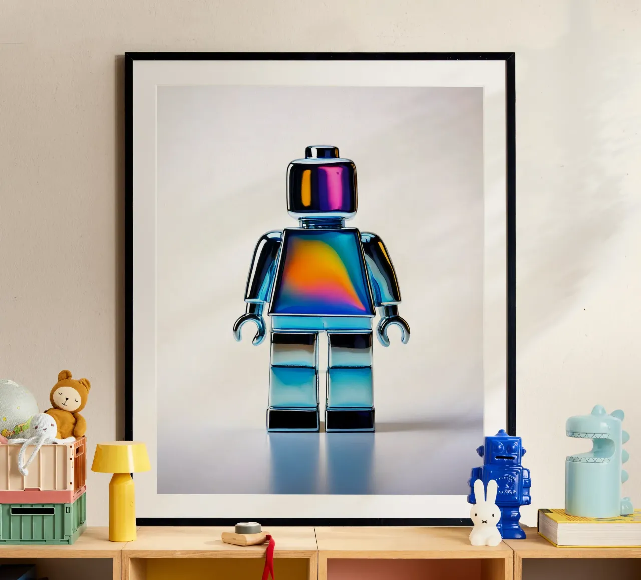 Figura cromata ispirata all'uomo Lego - Bujaboom poster con telaio in plastica da bujaboom