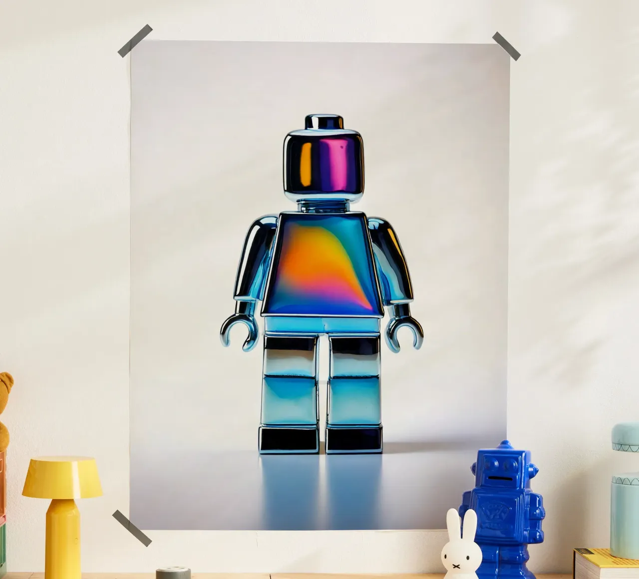 Figura cromata ispirata all'uomo Lego - Bujaboom poster con telaio in plastica da bujaboom