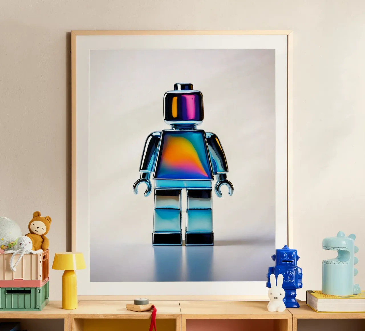 Figura cromata ispirata all'uomo Lego - Bujaboom poster con telaio in plastica da bujaboom