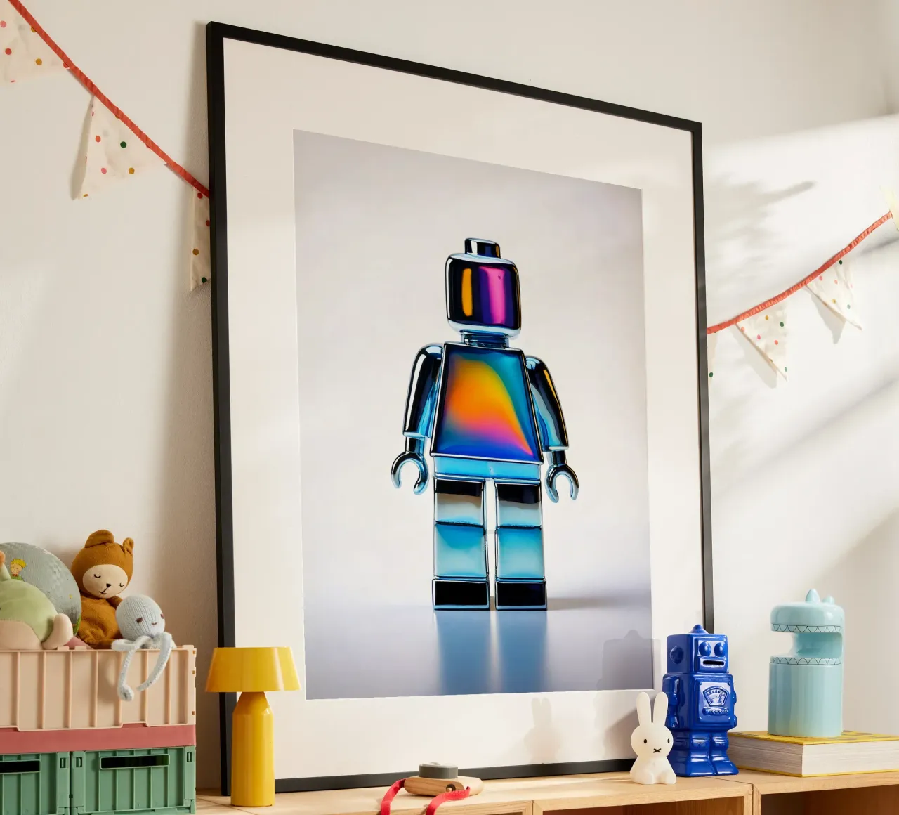 Figura cromata ispirata all'uomo Lego - Bujaboom poster con telaio in plastica da bujaboom