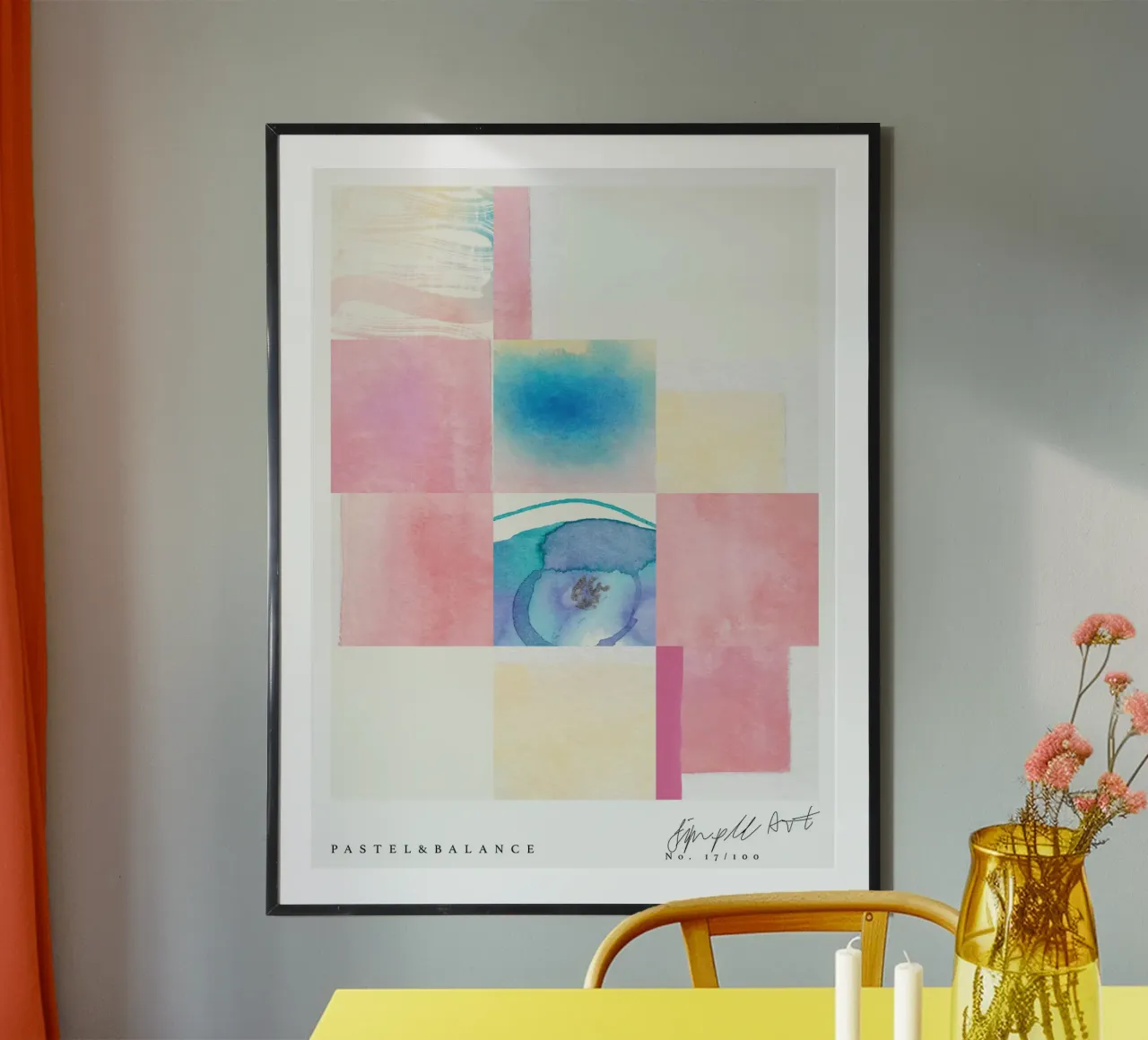 Simple Art Line No 15 poster con telaio in legno da treechild