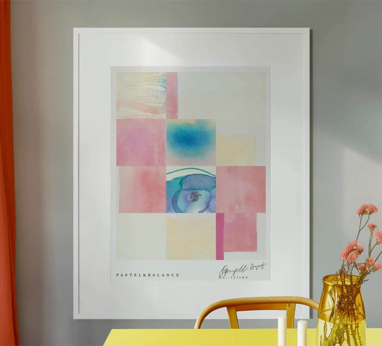 Simple Art Line No 15 poster con telaio in legno da treechild