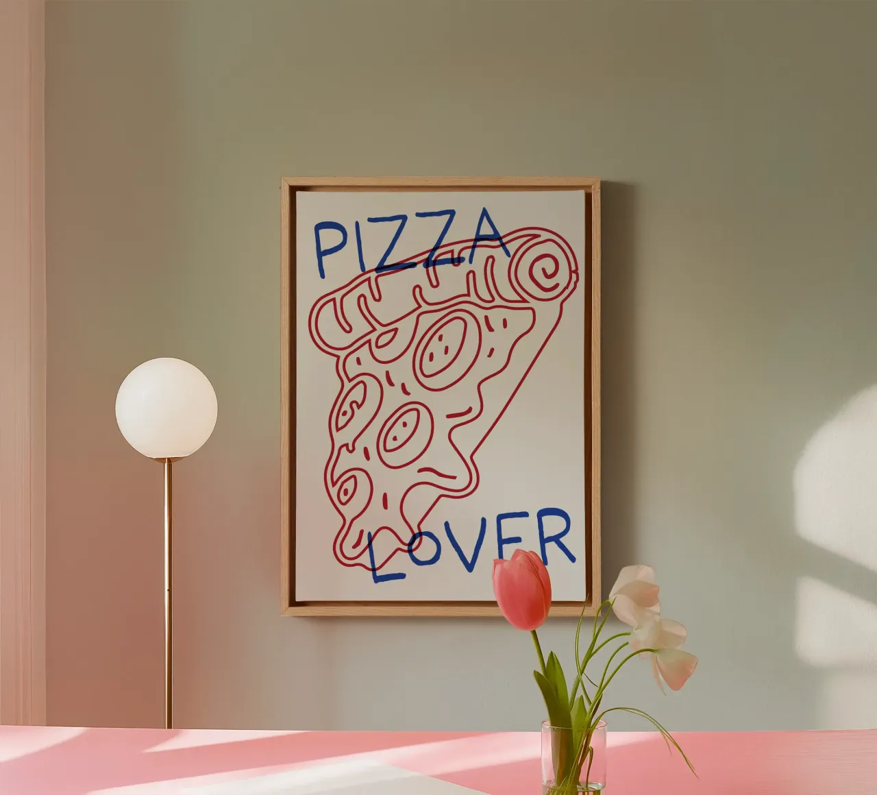 Pizzaliefhebber canvas met Baklijst van Lolly & Roobs