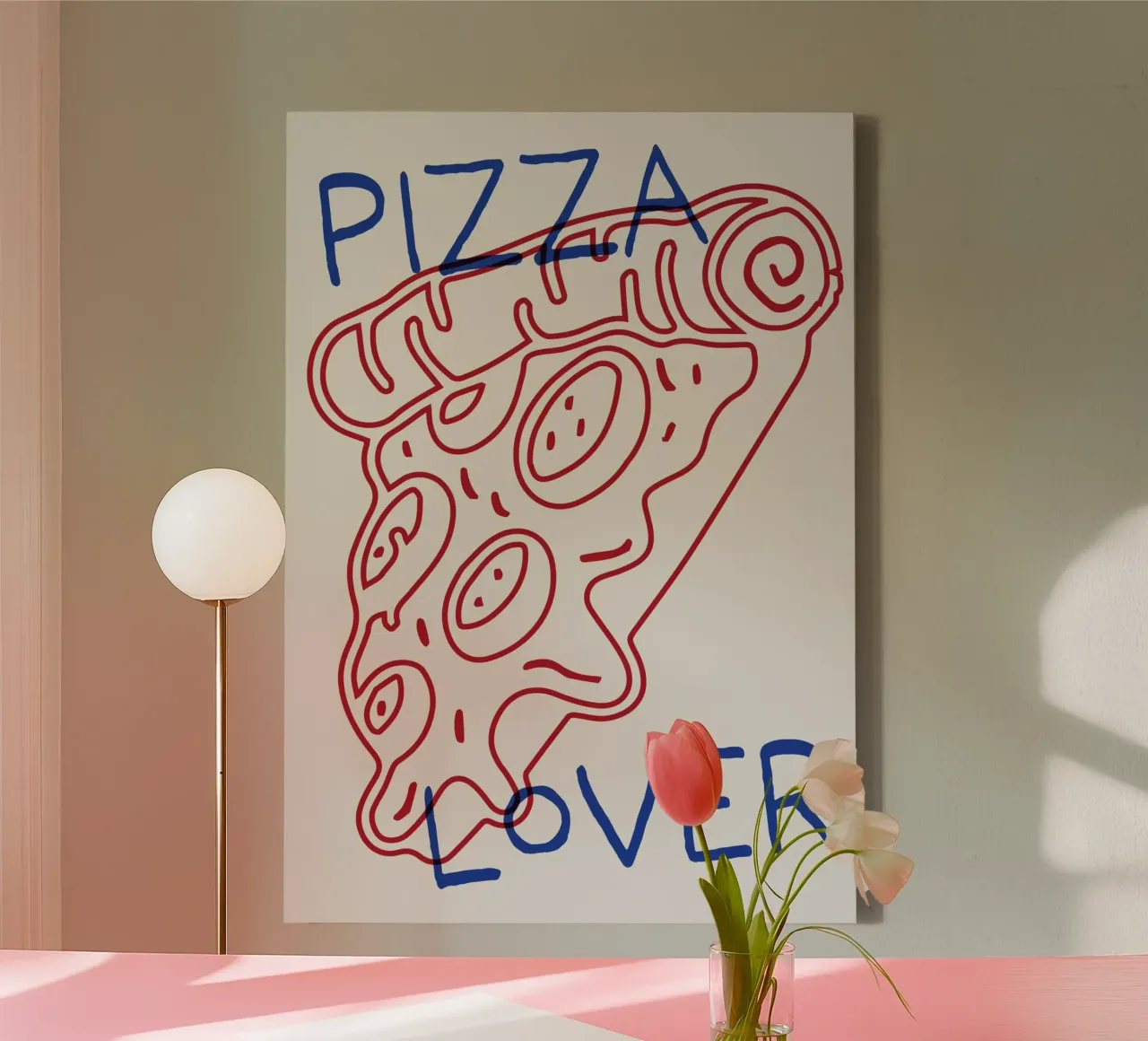 Pizzaliefhebber canvas met Baklijst van Lolly & Roobs