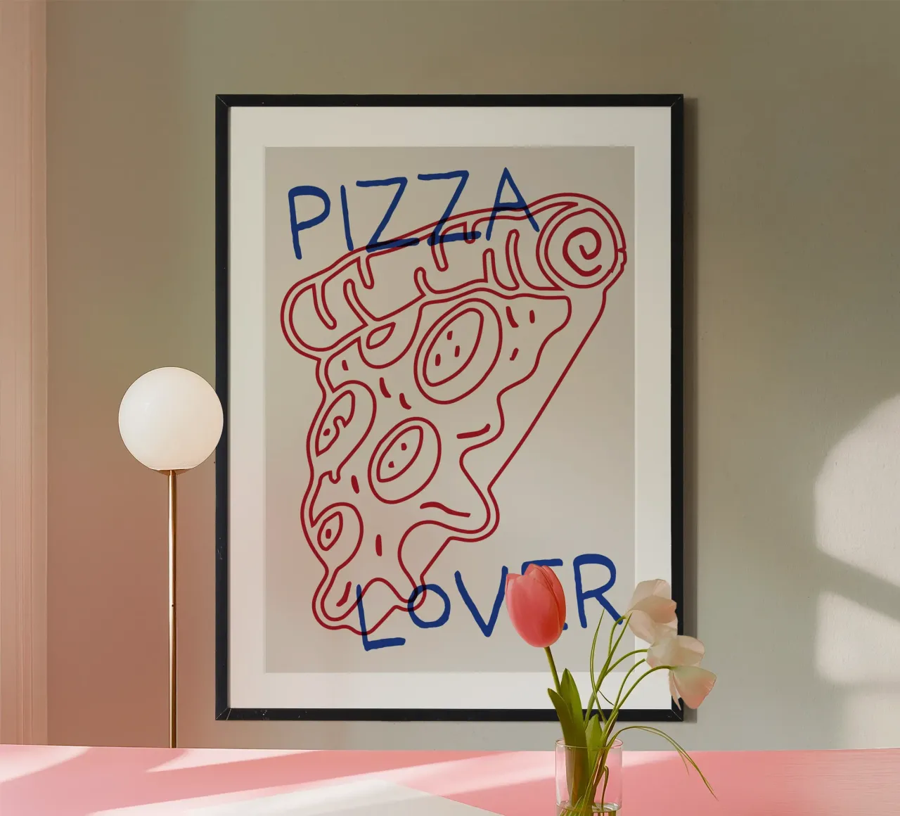 Pizza Lover poster con telaio in plastica da Lolly & Roobs