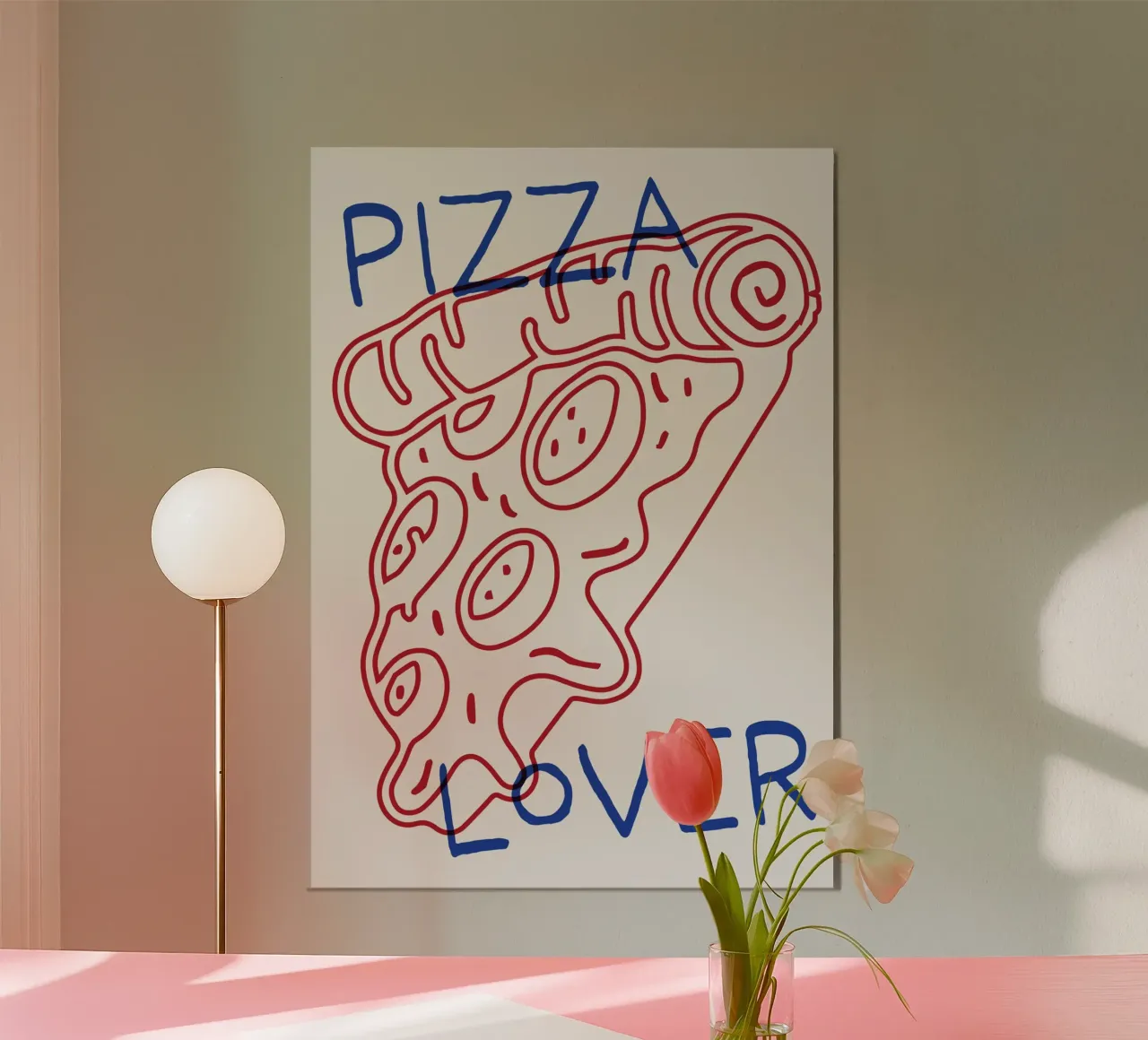 Pizza Lover poster con telaio in plastica da Lolly & Roobs
