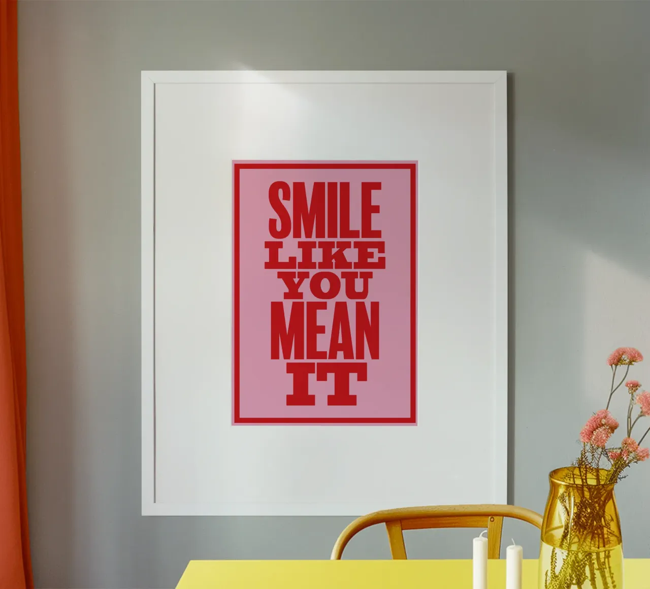 Sorridi come se lo pensassi davvero poster con telaio in legno da Lolly & Roobs