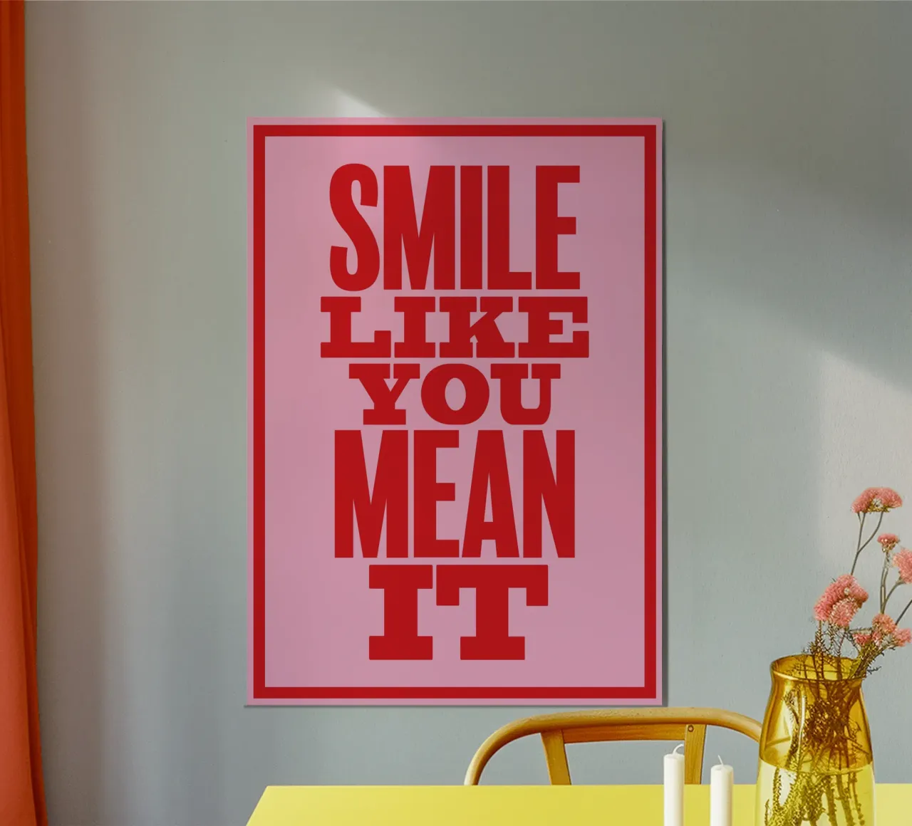 Sorridi come se lo pensassi davvero poster con telaio in legno da Lolly & Roobs