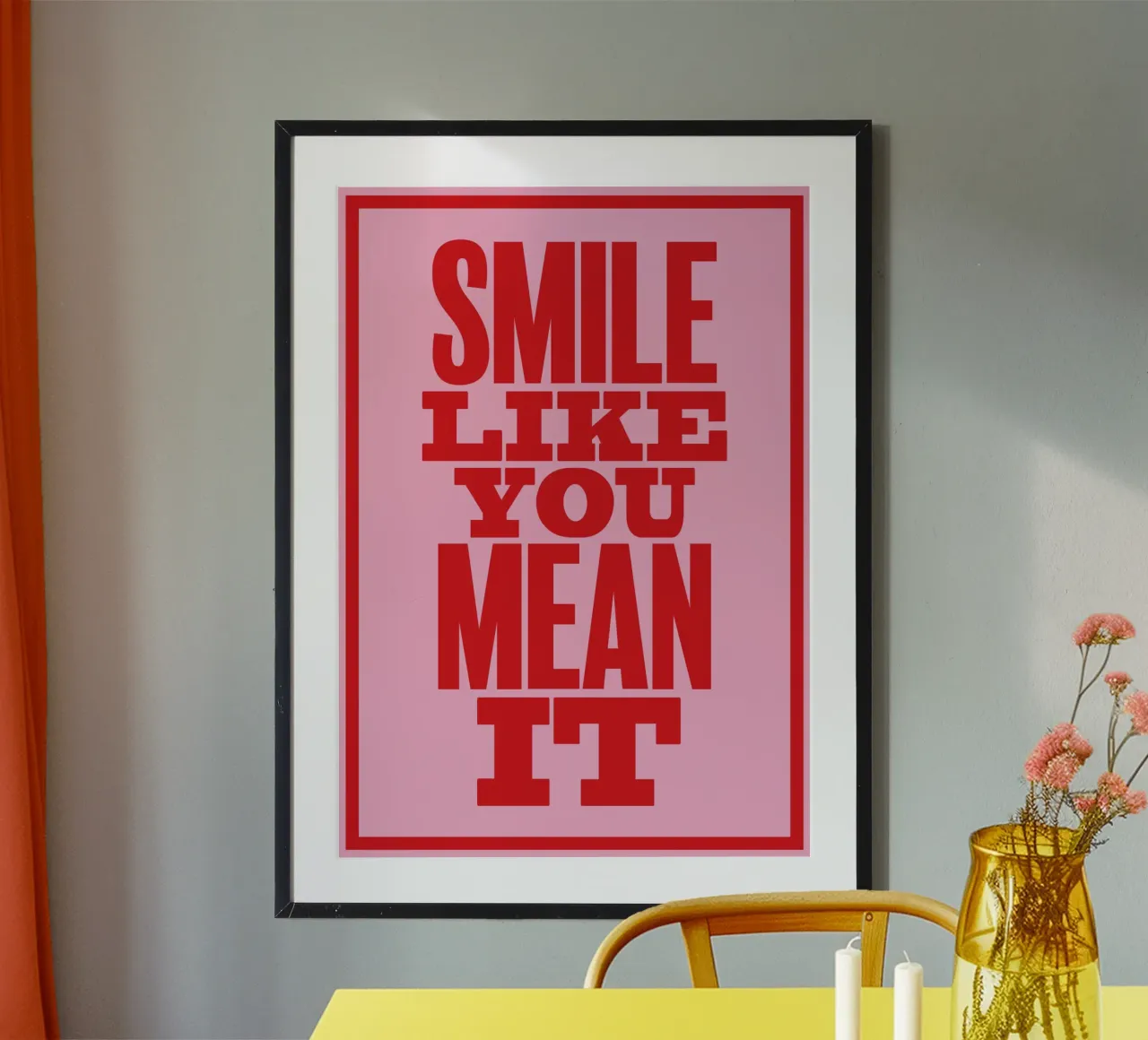 Sorridi come se lo pensassi davvero poster con telaio in legno da Lolly & Roobs