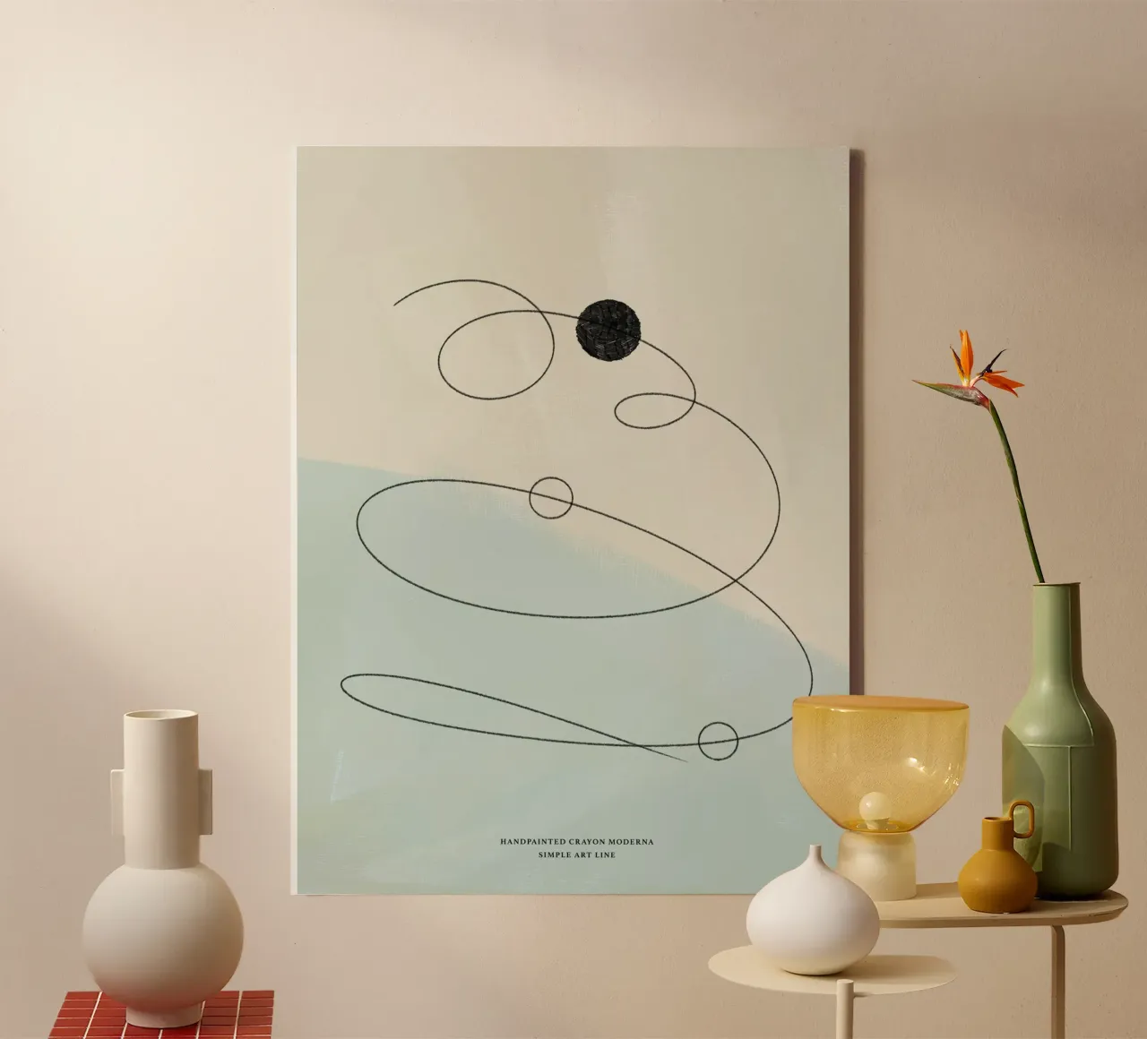 Simple Art Line No 19 tela con Cornice a cassetta da treechild