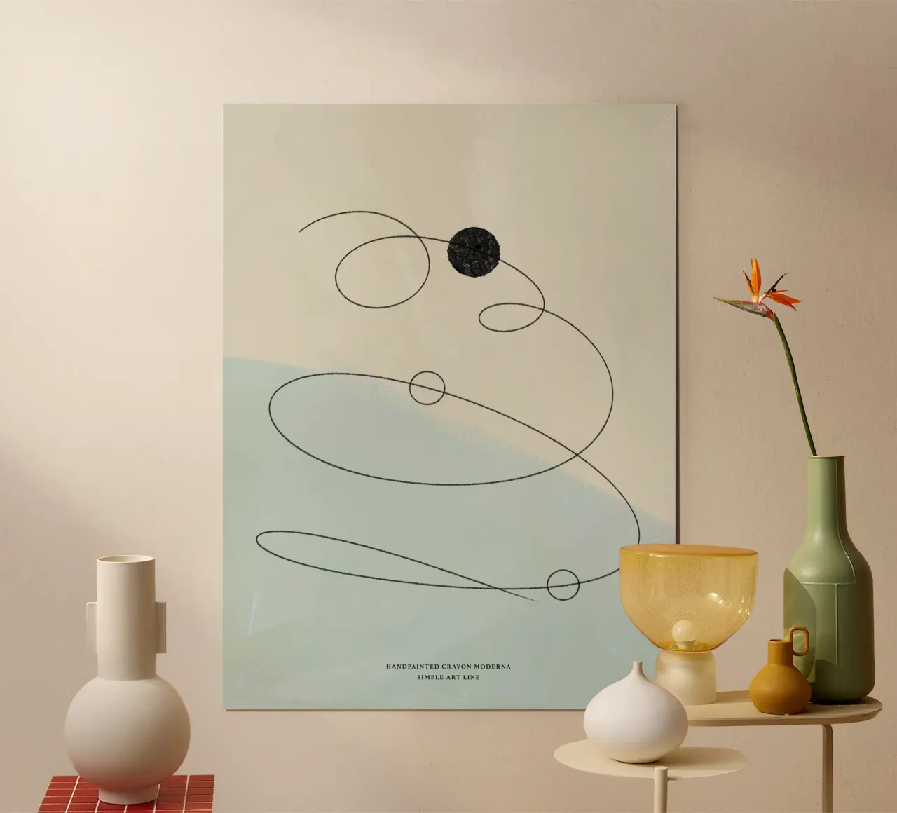 Simple Art Line No 19 poster con telaio in alluminio da treechild