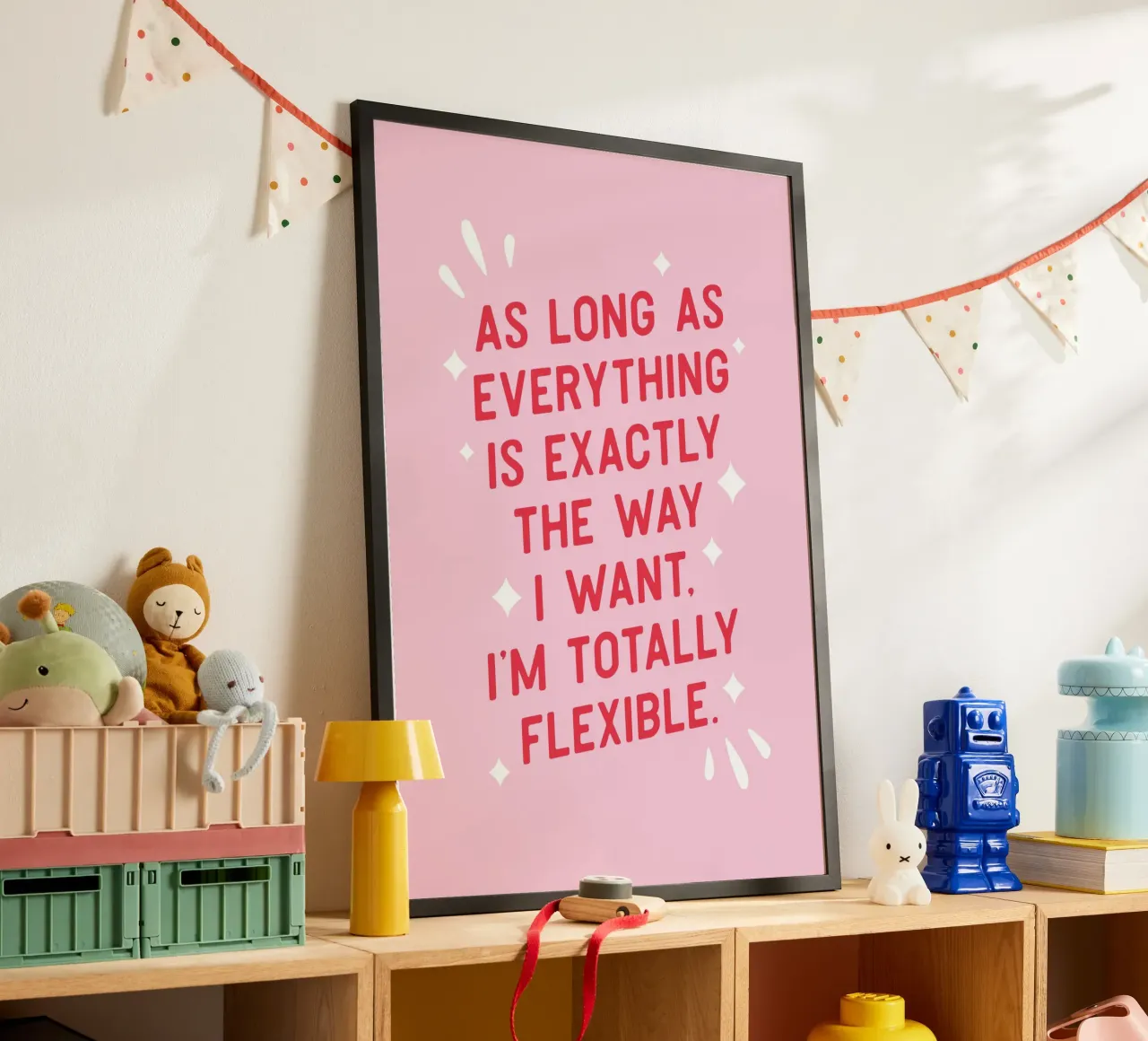 Solange alles genau so ist, wie ich es will... Gilmore Poster mit Holzrahmen von Lolly & Roobs