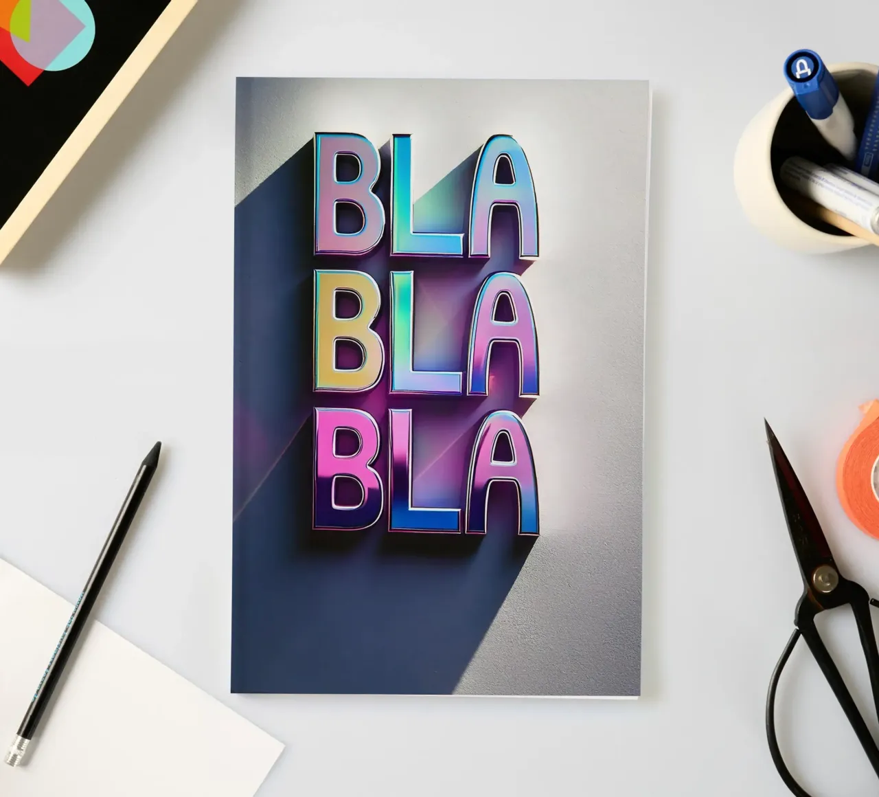 BLA BLA BLA Zin Typo Vet Gekleurd - Bujaboom notitieboek van bujaboom