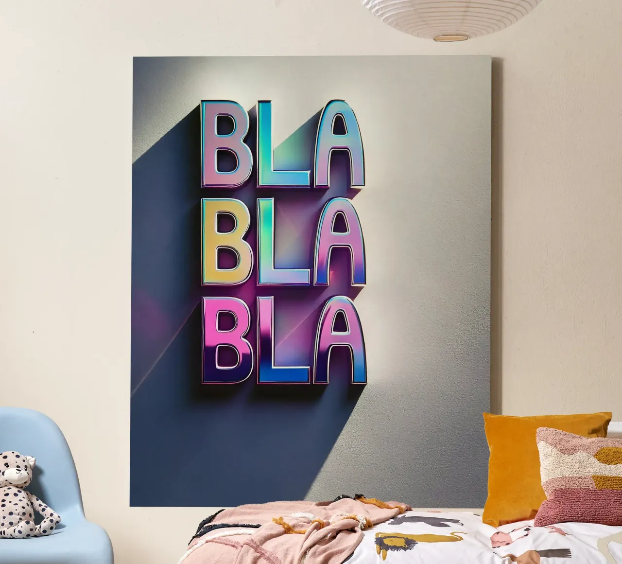 BLA BLA BLA Frase dattiloscritta in grassetto colorato - Bujaboom tela con Cornice a cassetta da bujaboom