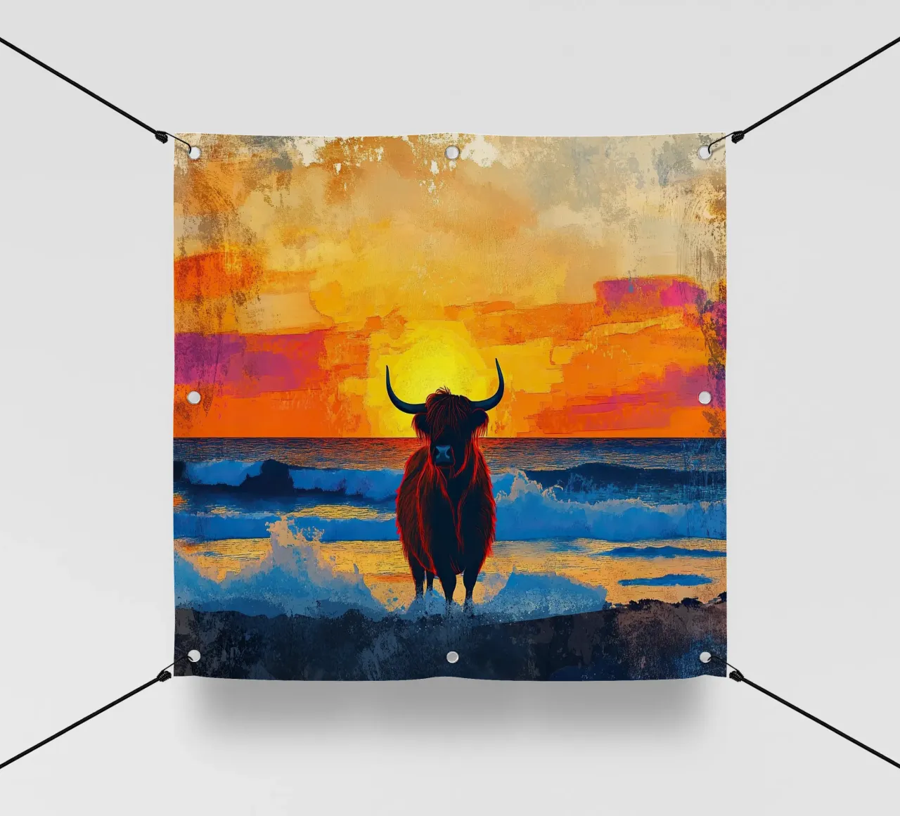 Mucca delle Highlands telo in pvc da Nikis Art Studio