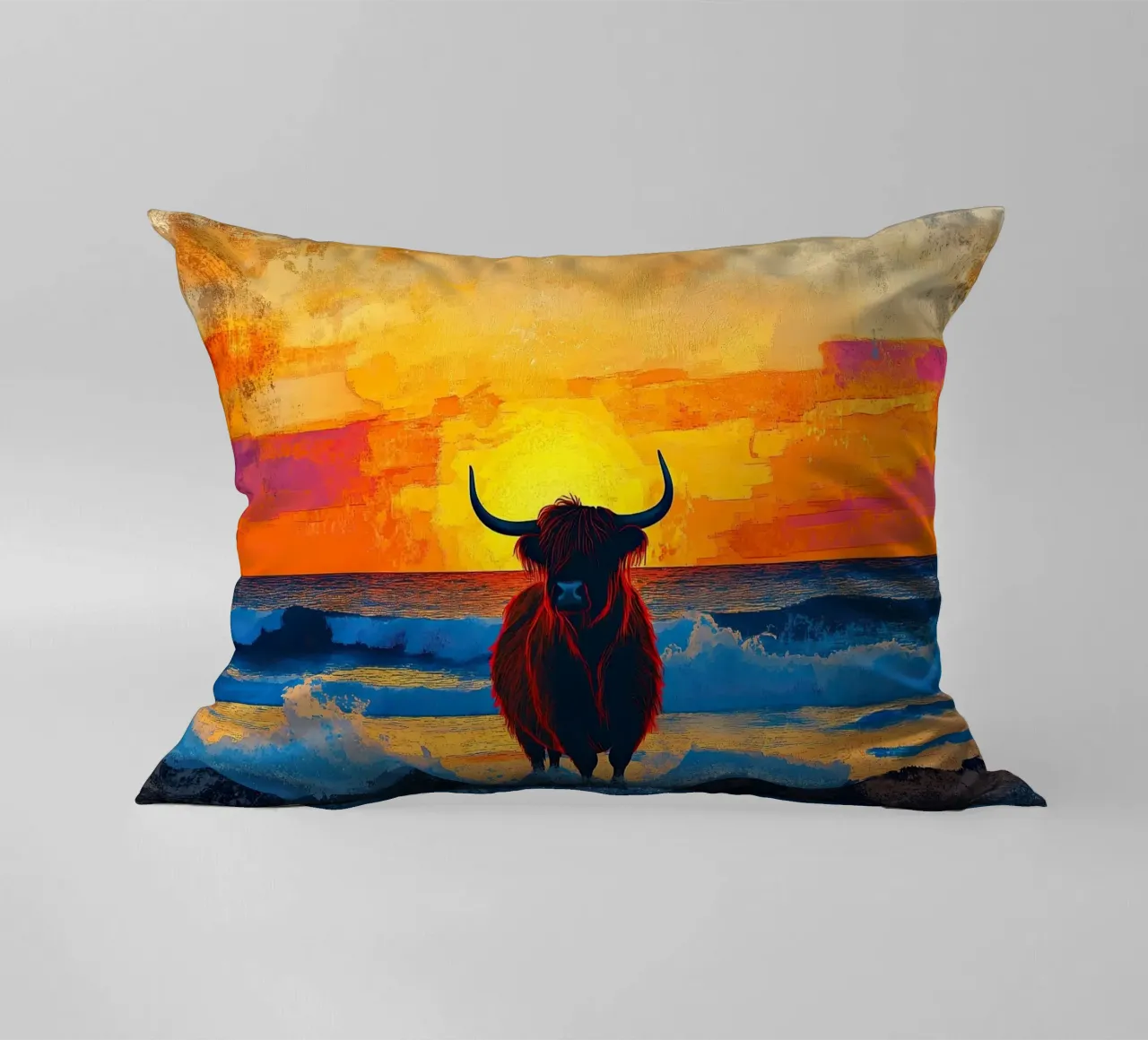 Mucca delle Highlands cuscino da Nikis Art Studio