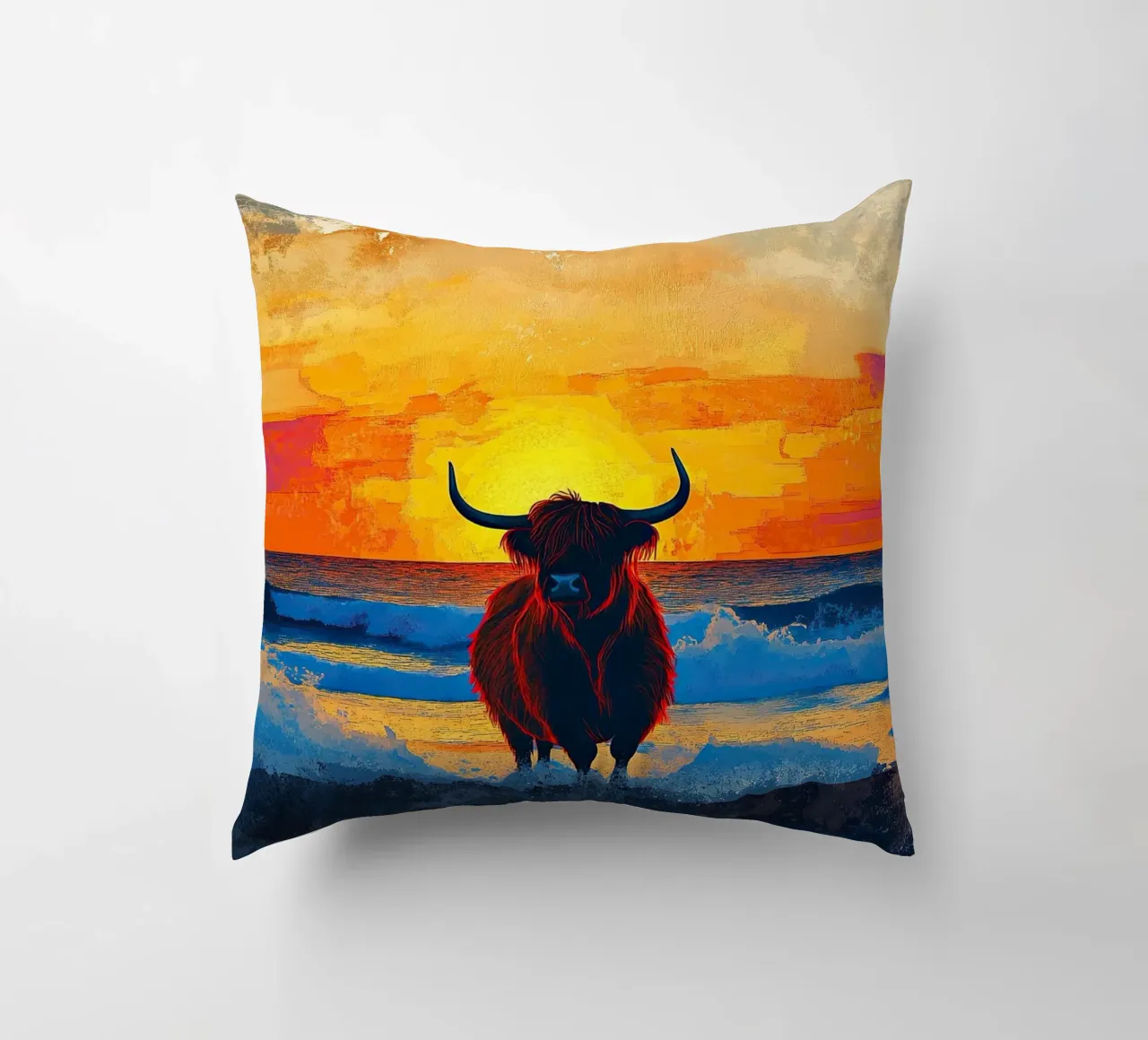 Mucca delle Highlands cuscino da Nikis Art Studio
