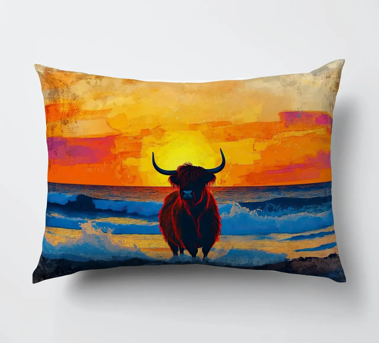 Mucca delle Highlands cuscino da Nikis Art Studio