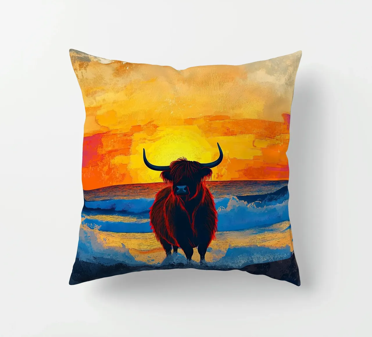 Mucca delle Highlands cuscino da Nikis Art Studio