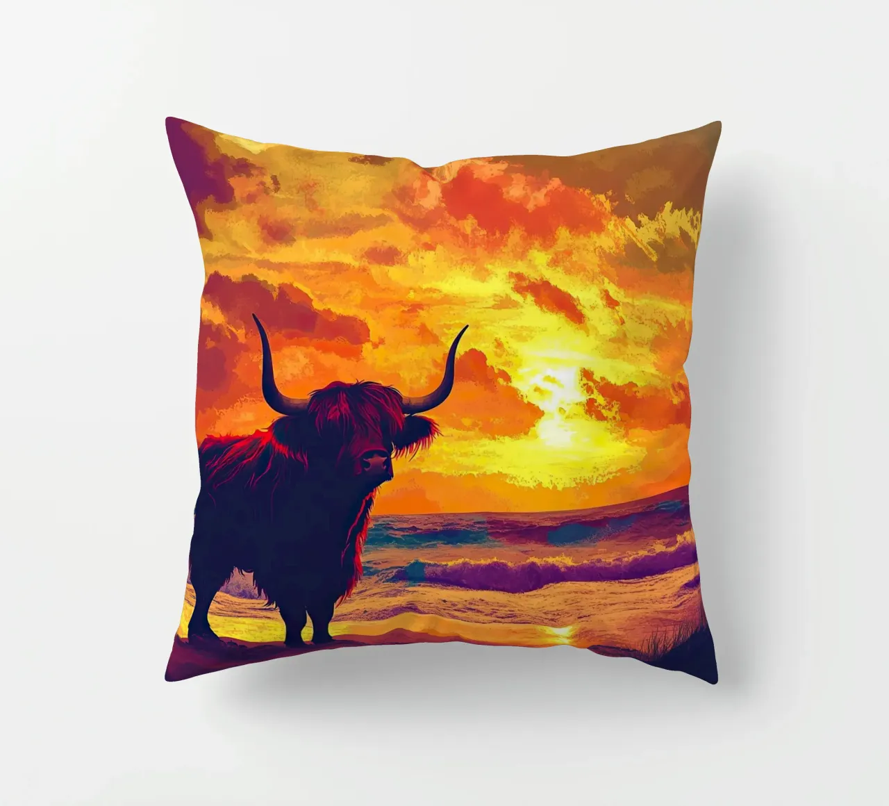 Mucca delle Highlands cuscino da Nikis Art Studio