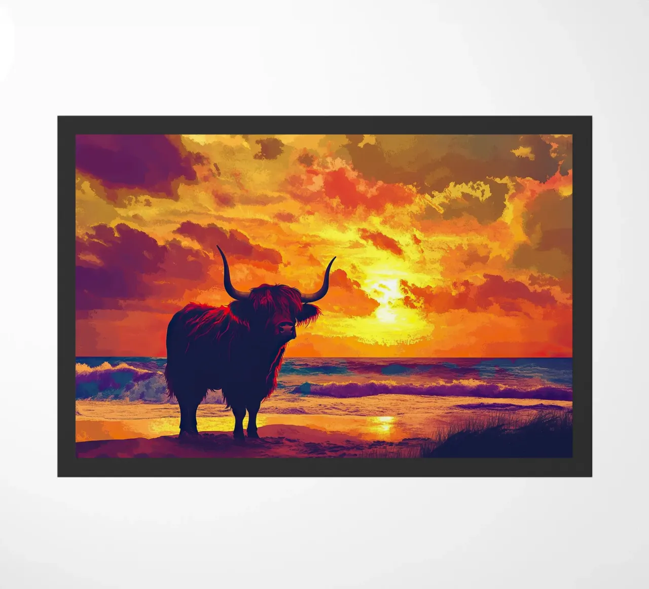 Mucca delle Highlands zerbino da Nikis Art Studio