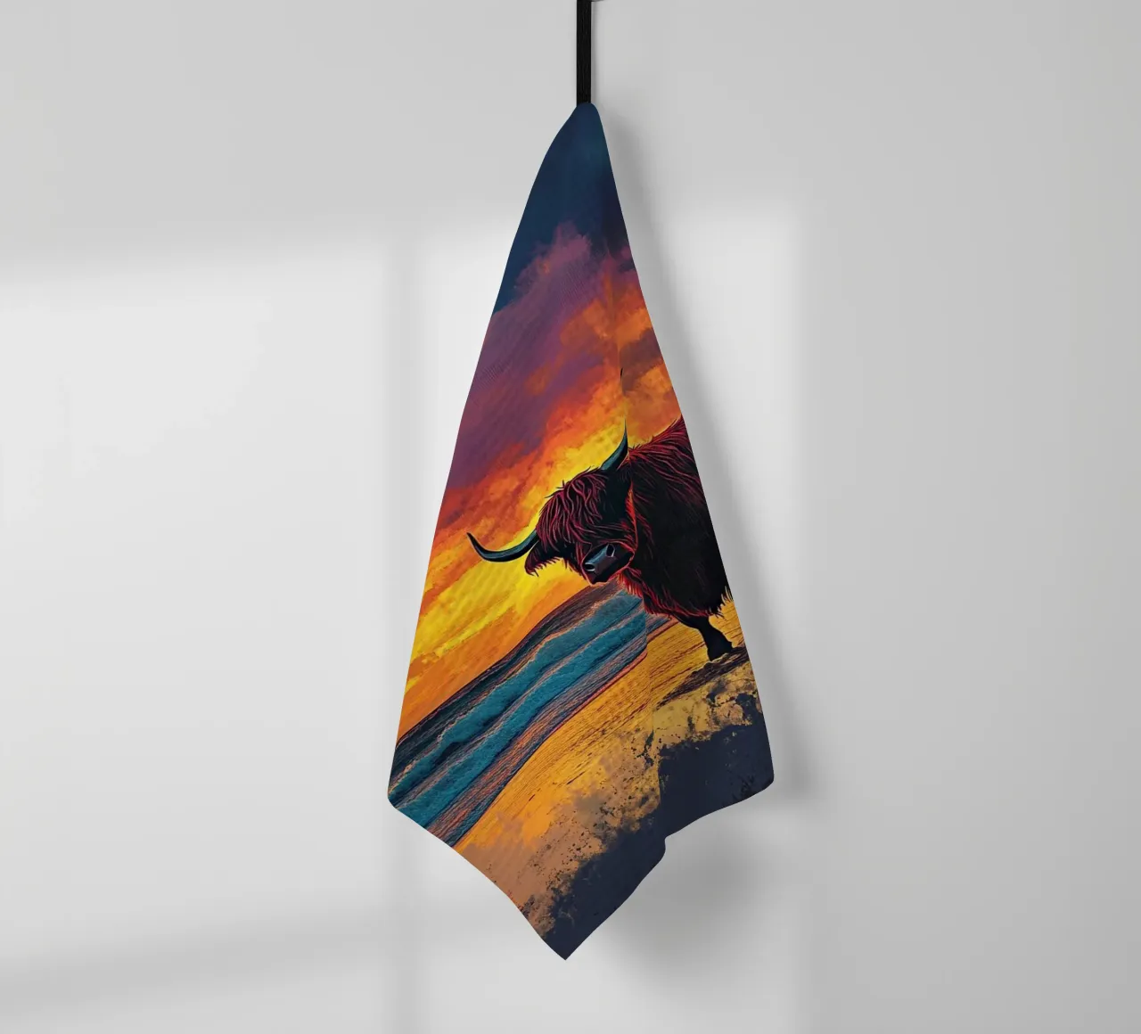 Mucca Highland am Strand canovaccio da cucina da Nikis Art Studio