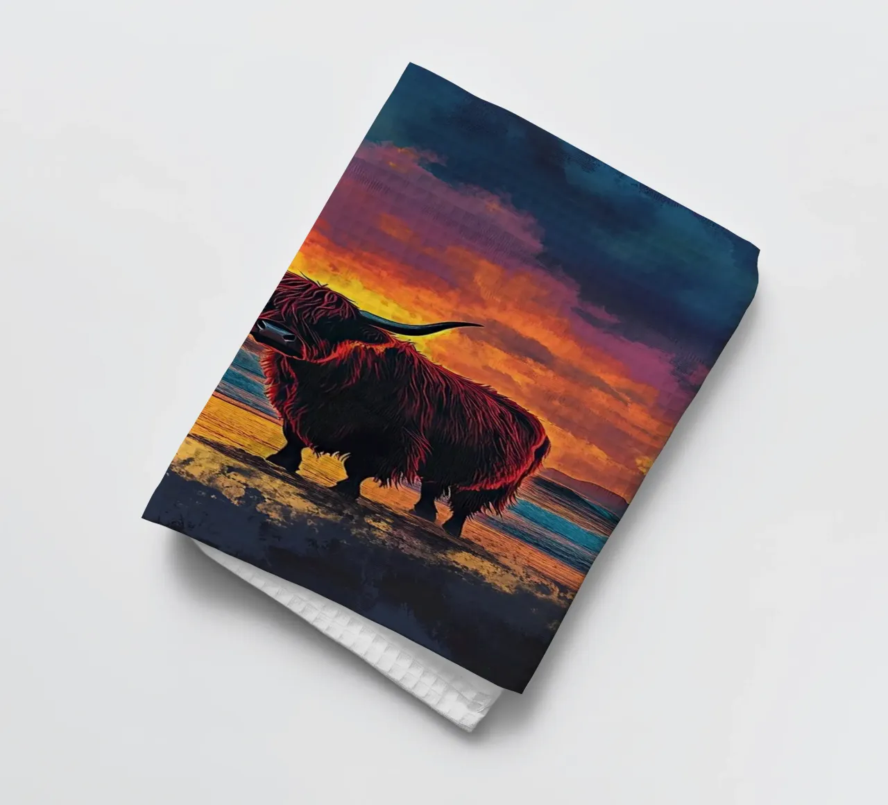 Mucca Highland am Strand canovaccio da cucina da Nikis Art Studio