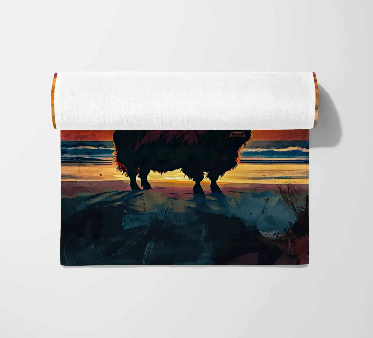 Mucca Highland am Meer telo mare da Nikis Art Studio