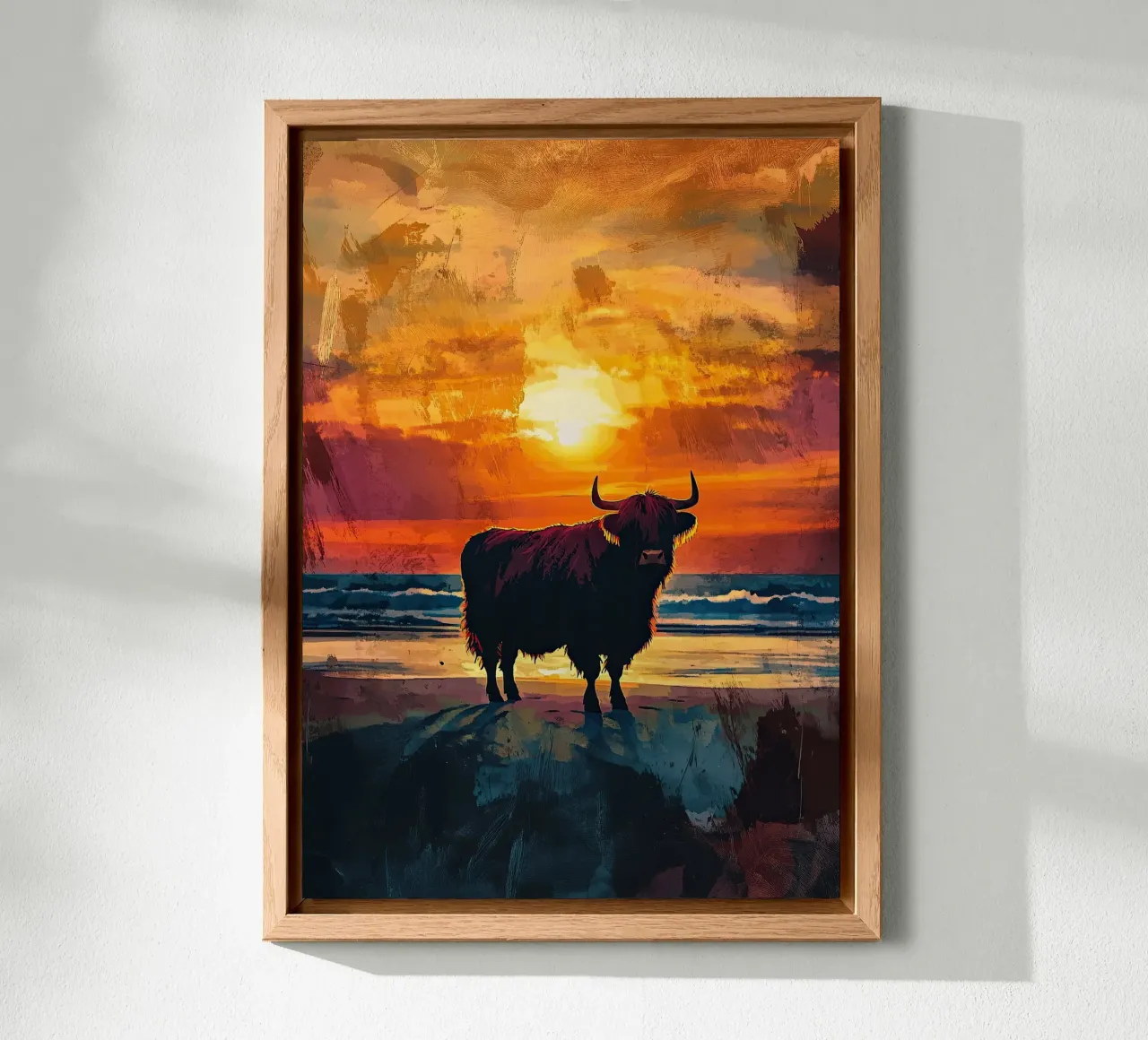 Mucca Highland am Meer alluminio dibond da Nikis Art Studio