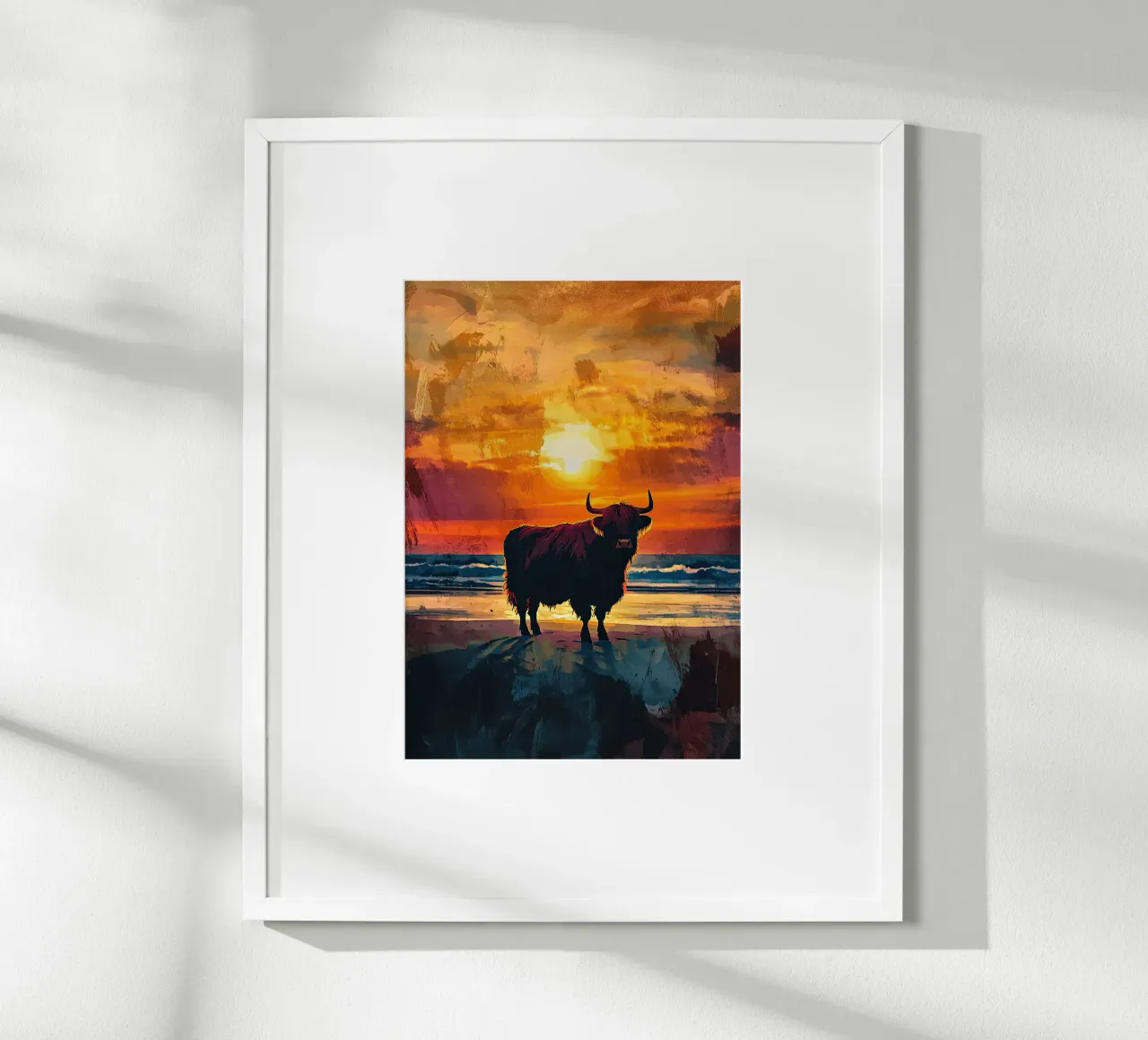 Mucca Highland am Meer carta hahnemühle da Nikis Art Studio