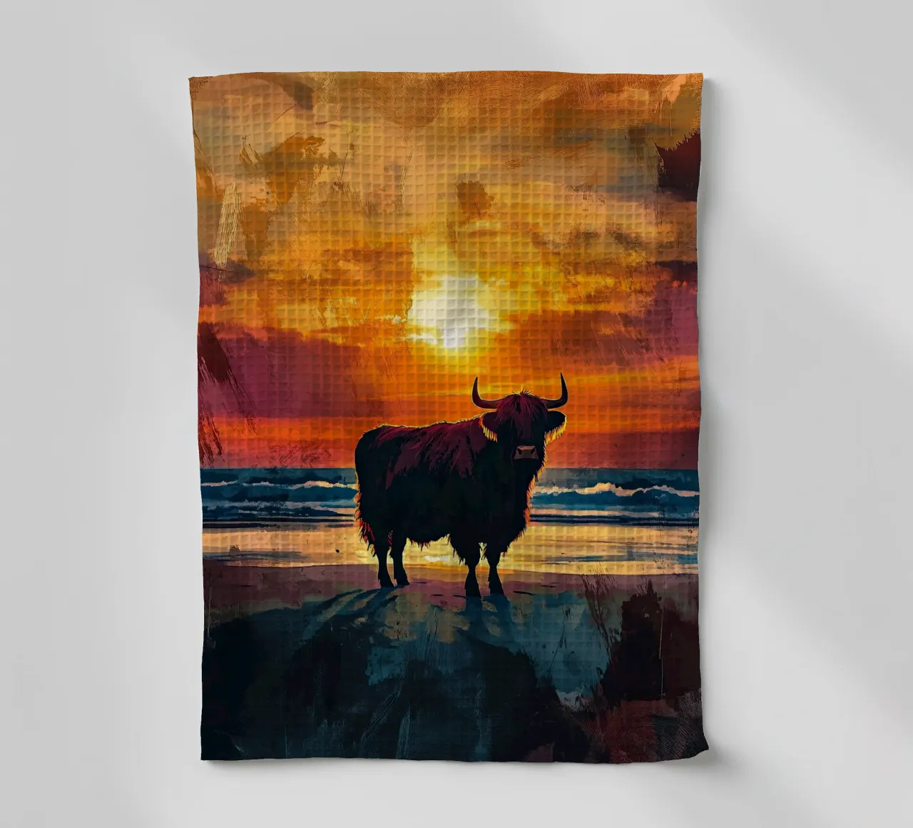 Mucca Highland am Meer canovaccio da cucina da Nikis Art Studio