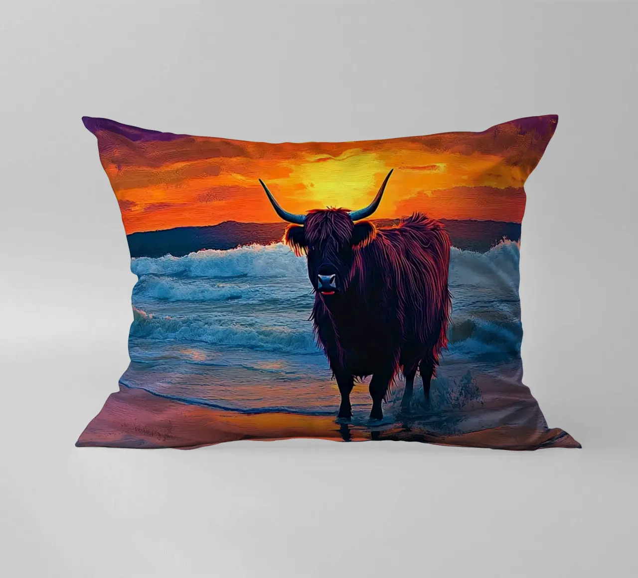 Mucca delle Highlands cuscino da Nikis Art Studio