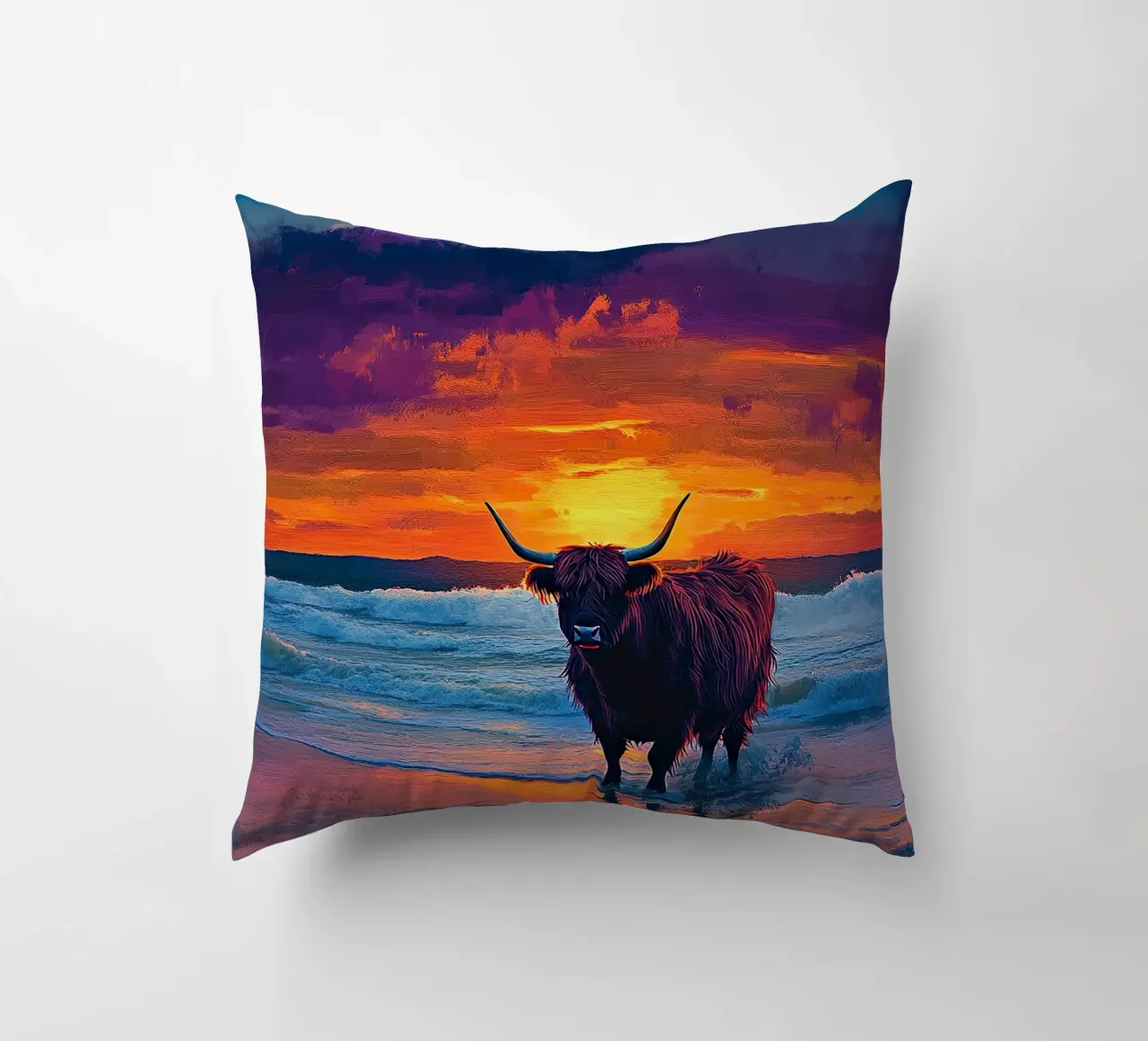 Mucca delle Highlands cuscino da Nikis Art Studio