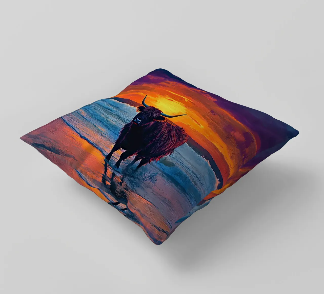 Mucca delle Highlands cuscino da Nikis Art Studio