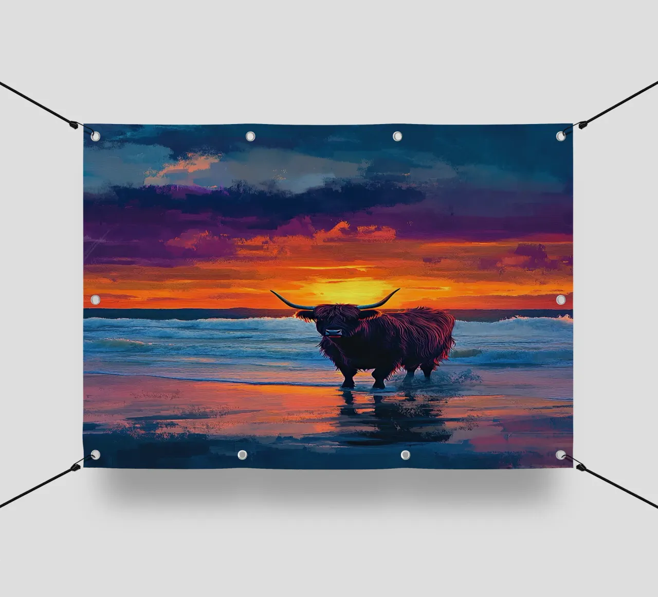 Mucca delle Highlands telo in pvc da Nikis Art Studio
