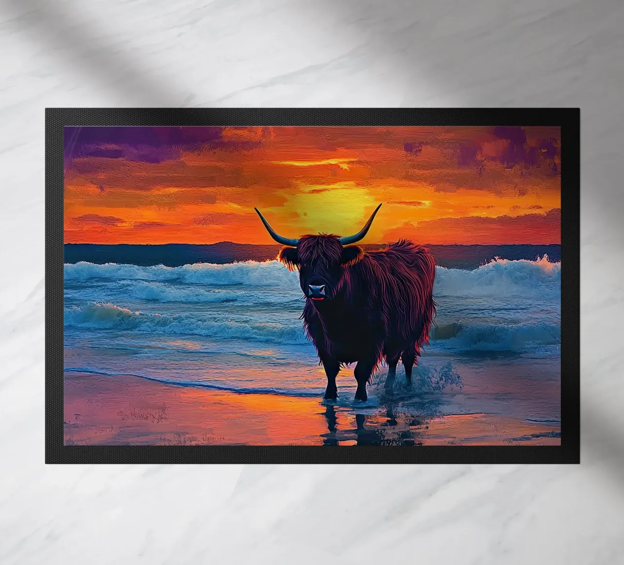 Mucca delle Highlands zerbino da Nikis Art Studio
