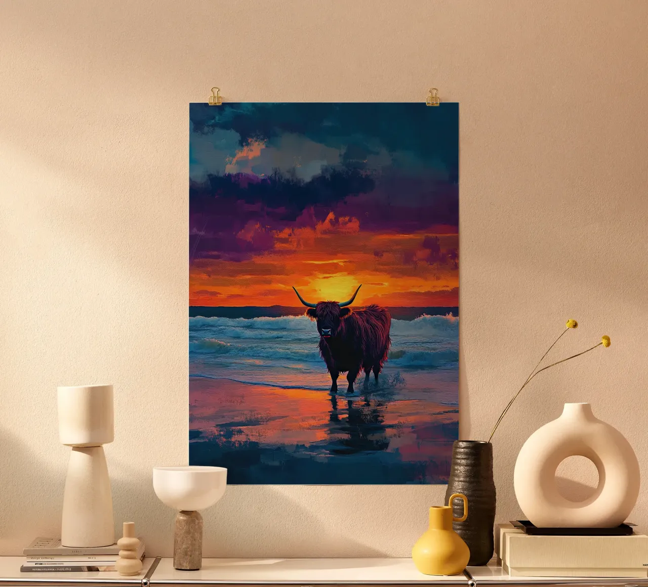 Mucca delle Highlands carta hahnemühle da Nikis Art Studio