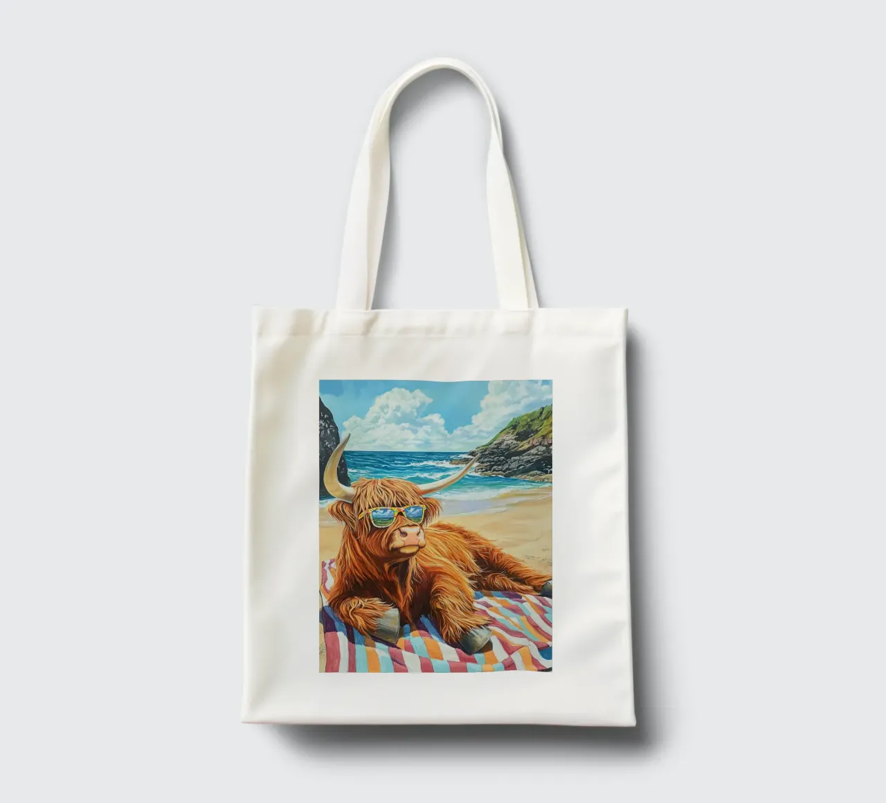 Mucca delle Highlands borsa in juta da Nikis Art Studio