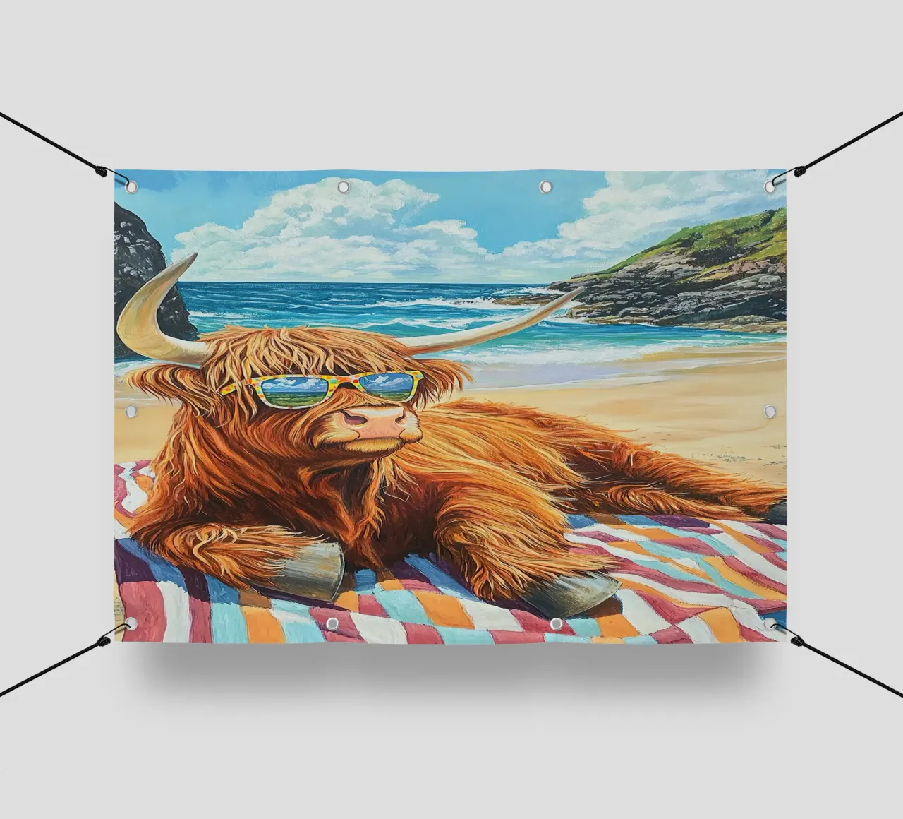 Mucca delle Highlands telo in pvc da Nikis Art Studio