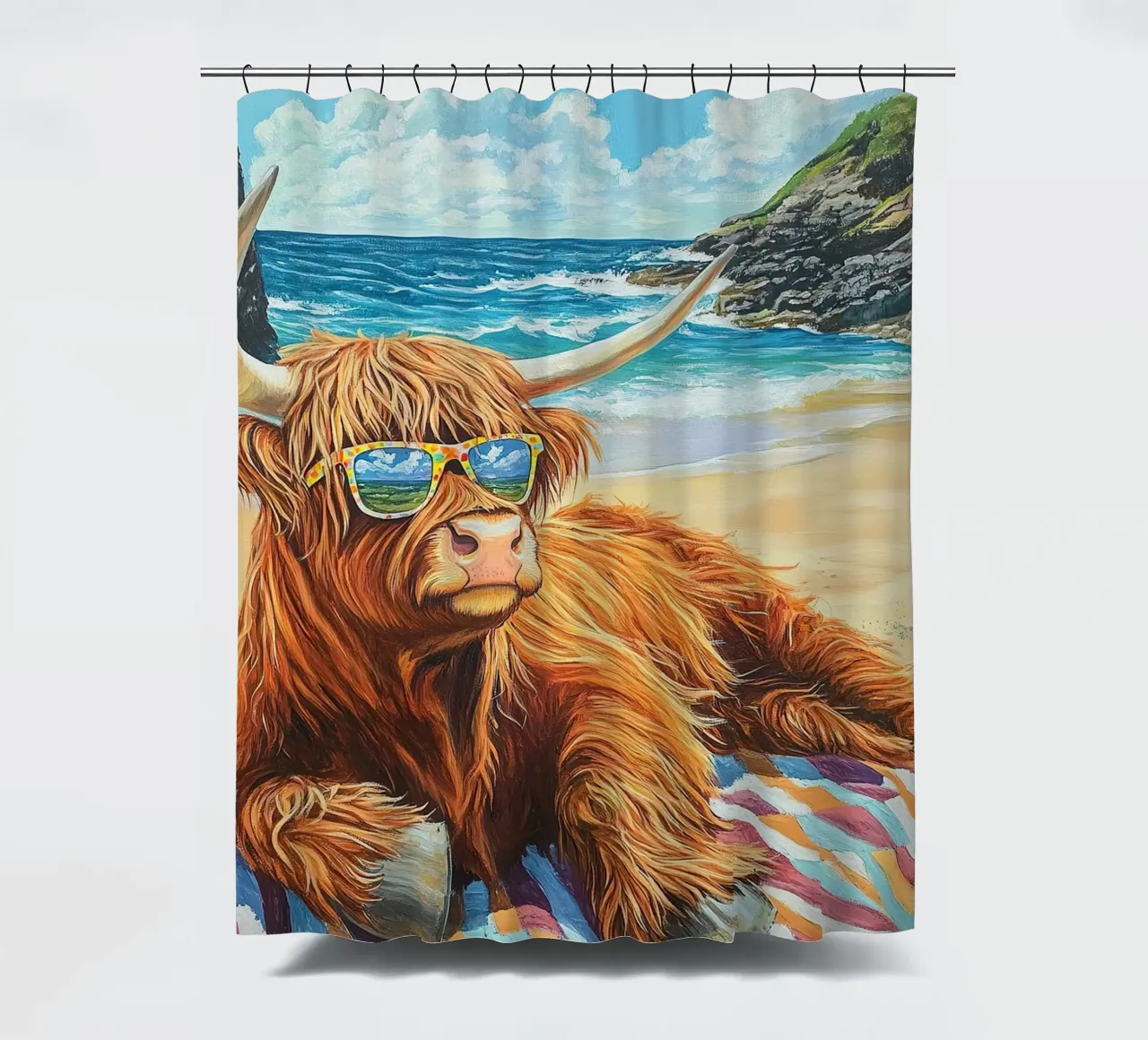 Mucca delle Highlands tenda da doccia da Nikis Art Studio