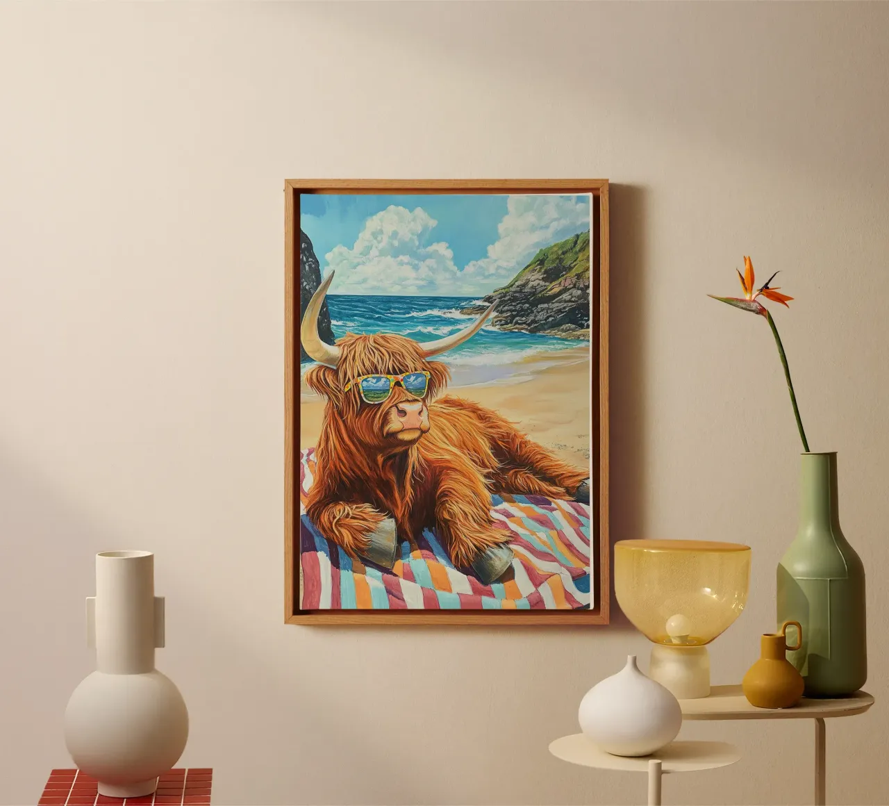 Hoogland koe canvas met Baklijst van Nikis Art Studio