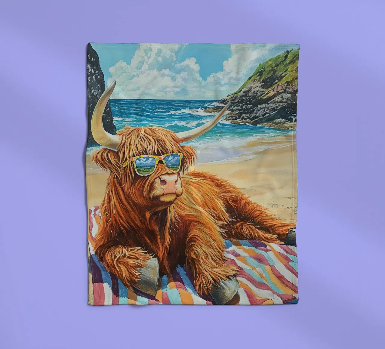 Mucca delle Highlands coperta in pile da Nikis Art Studio