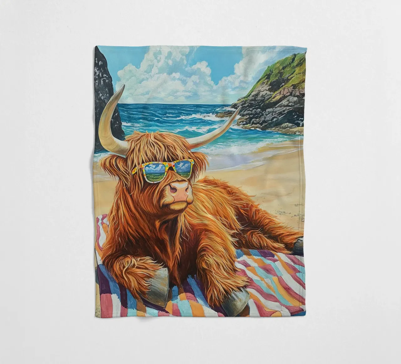 Mucca delle Highlands coperta in pile da Nikis Art Studio