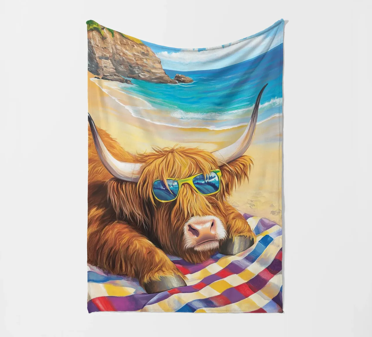 Mucca delle Highlands coperta in pile da Nikis Art Studio