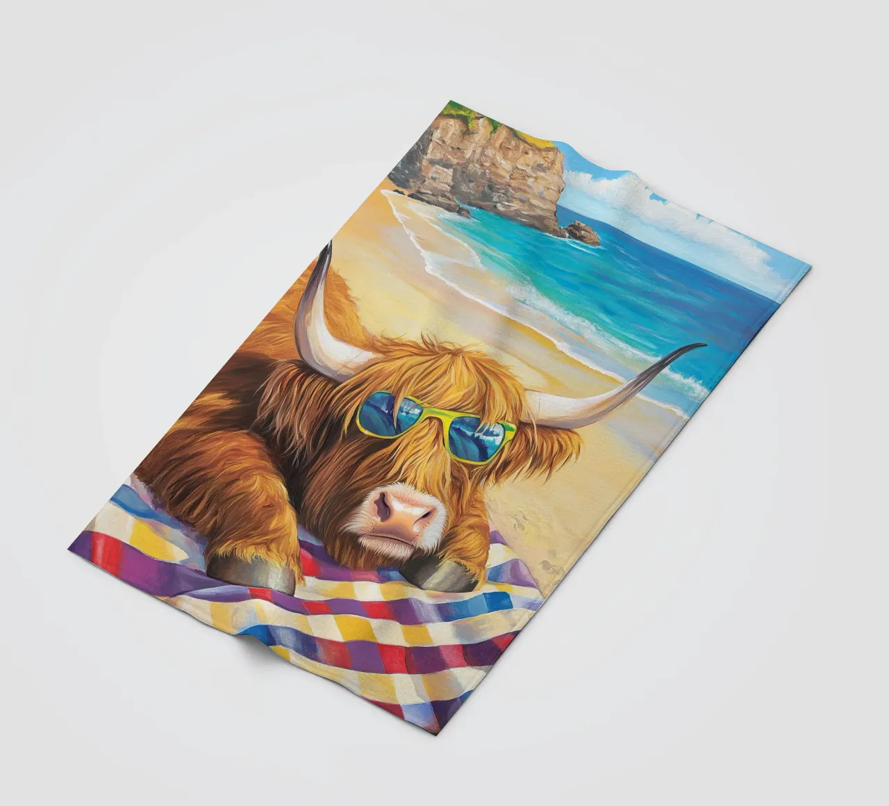 Mucca delle Highlands coperta in pile da Nikis Art Studio